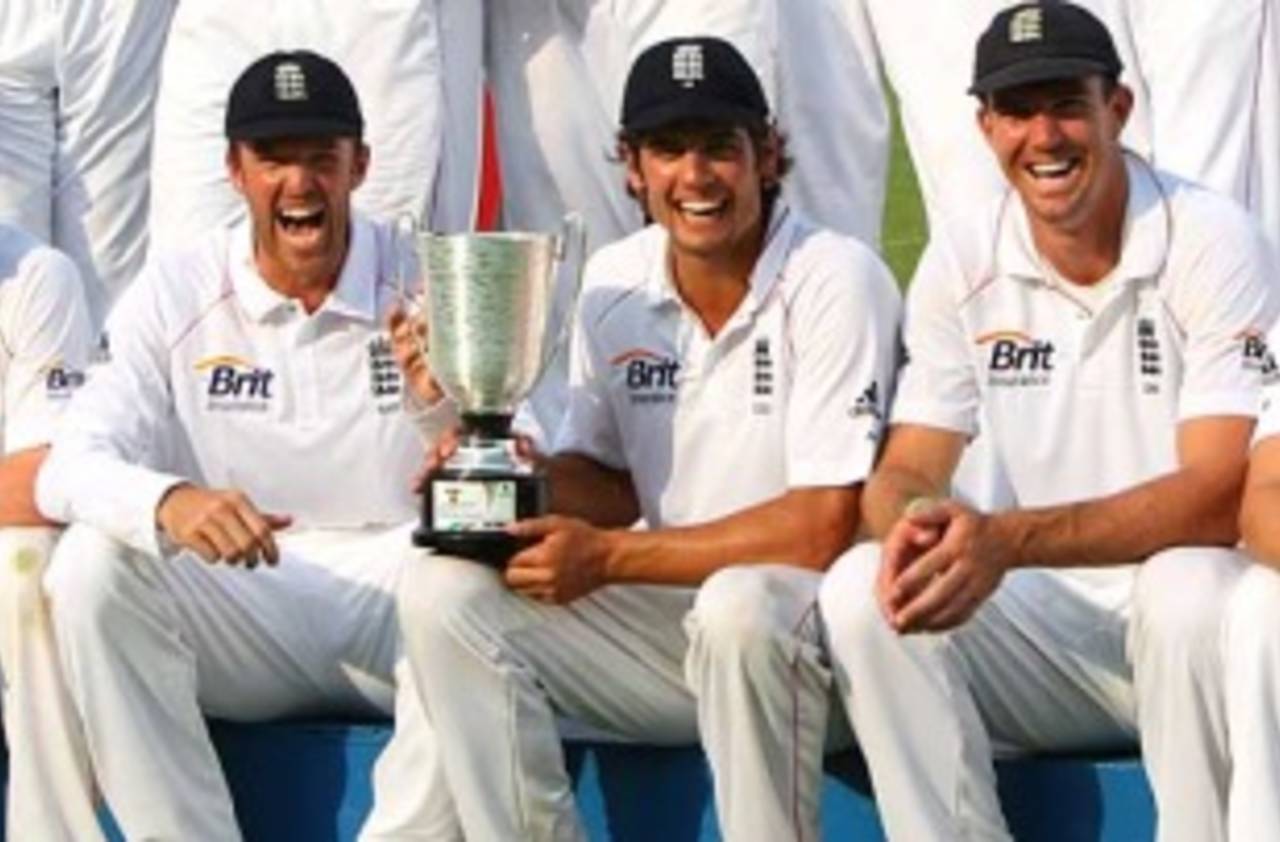 Another trophy in the bag for Alastair Cook, who captained England to a clean sweep in Bangladesh...albeit with a few tense moments&nbsp;&nbsp;&bull;&nbsp;&nbsp;Getty Images