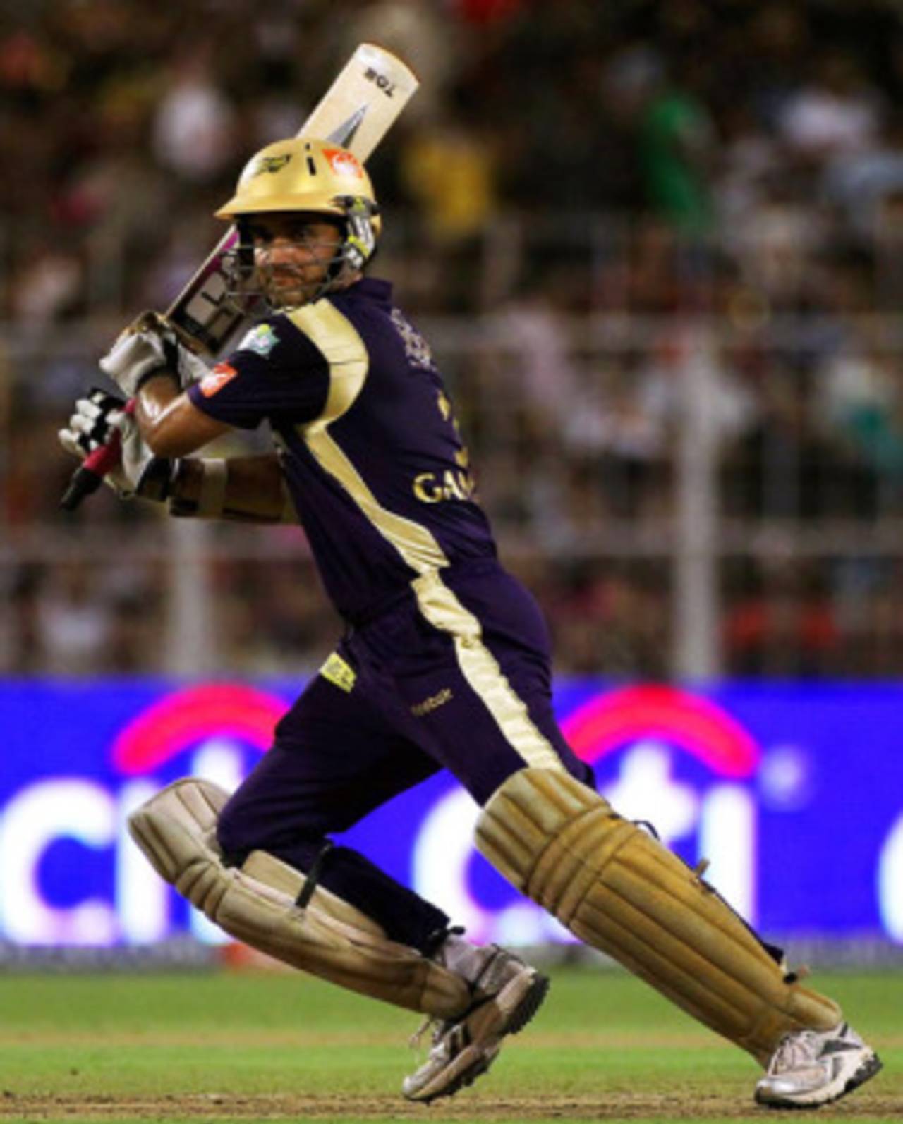 Sourav Ganguly cracks the ball through the off side, Kolkata Knight Riders v Deccan Chargers, IPL, Eden Gardens, April 1, 2010