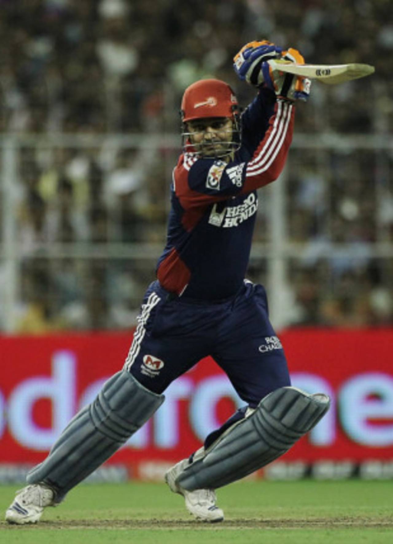 Virender Sehwag cracks the ball towards point, Kolkata Knight Riders v Delhi Daredevils, IPL, Kolkata, April 7, 2010
