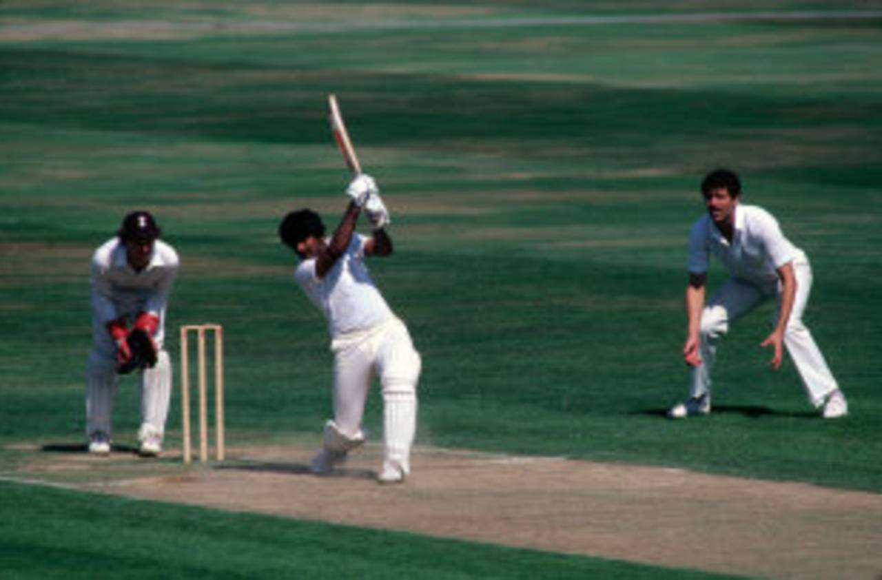 Javed Miandad drives, Surrey v Pakistanis, 1st day, The Oval, August 7, 1982
