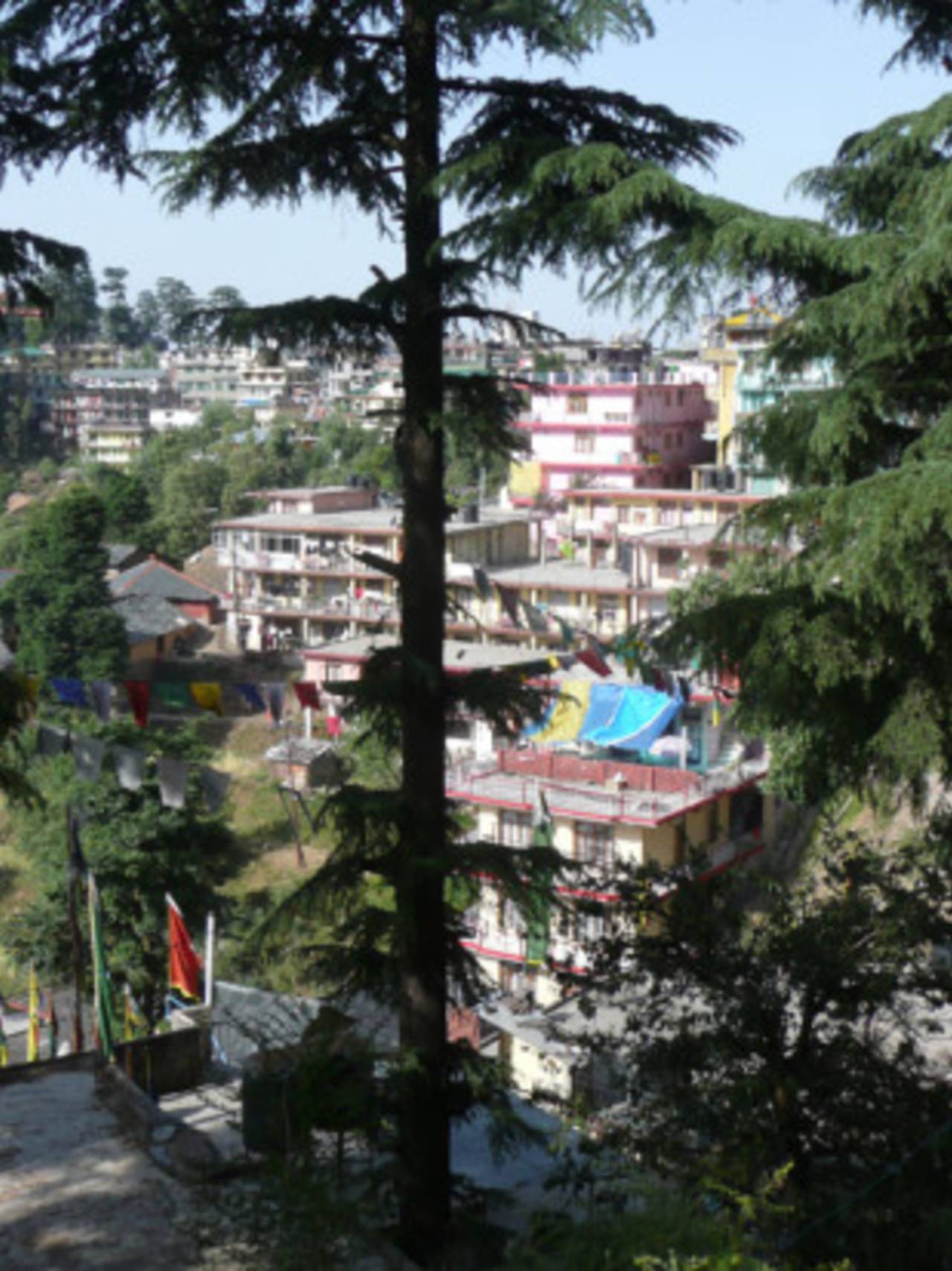 McLeodganj - a popular tourist village tucked 6,800 feet above sea level in the vast Himalayan hill range