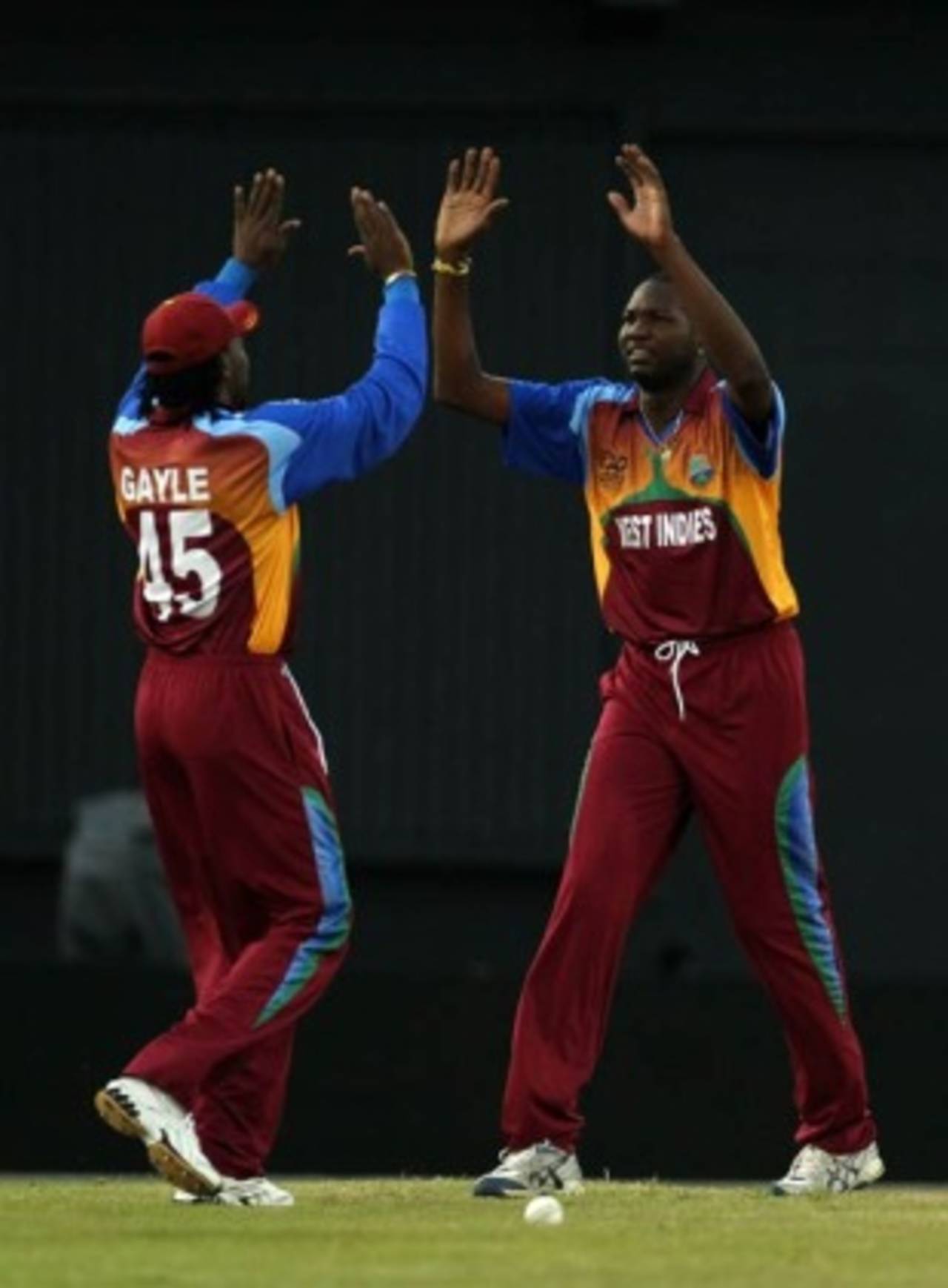 Sulieman Benn celebrates a wicket, West Indies v New Zealand, ICC World Twenty20 warm-up, Guyana, April 28, 2010