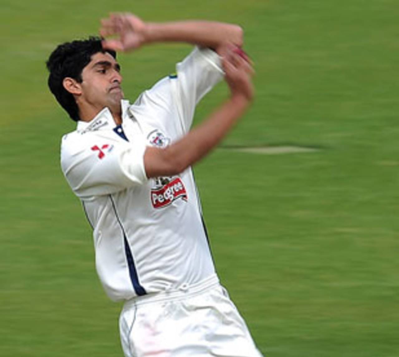 Gemaal Hussain on his way to a matchwinning five-wicket haul, Middlesex v Gloucestershire, County Championship, Division Two, Lord's, April 30, 2010