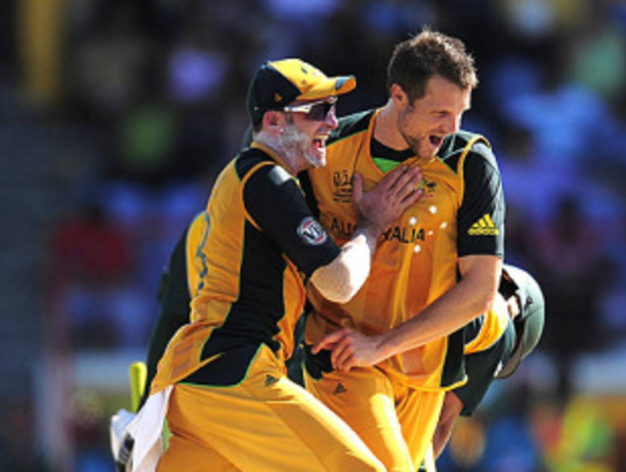 Dirk Nannes and Michael Hussey are thriller after getting rid of Kamran Akmal, Australia v Pakistan, Group A, ICC World Twenty20, St Lucia, May 2, 2010