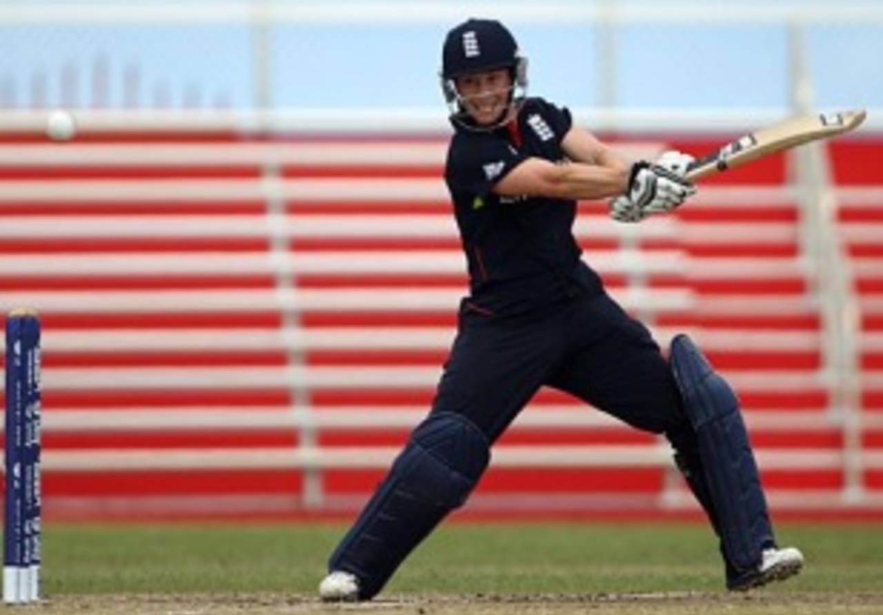 Claire Taylor cuts during her half-century, England v Sri Lanka, ICC Women's World Twenty20 warm-up, St Kitts, May 3 2010