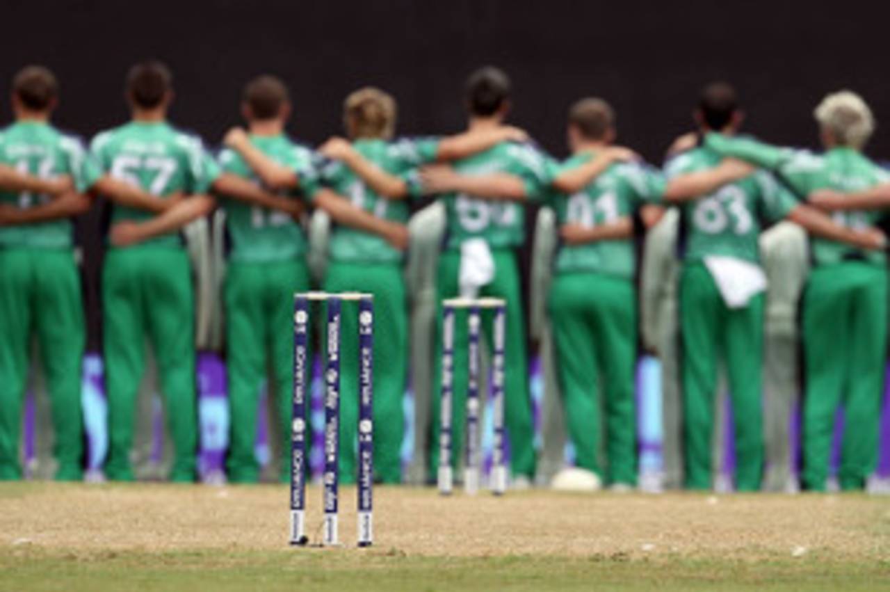 Ireland's cricketers line up for the national anthem, England v Ireland, World Twenty20, Guyana, May 4, 2010