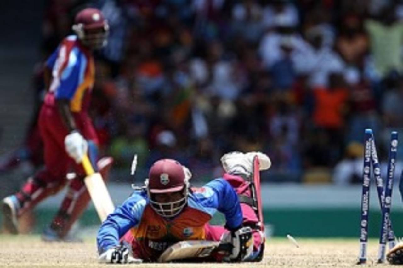 Chris Gayle fell agonisingly short of a century, West Indies v India, World T20, Group F, Bridgetown, May 9, 2010