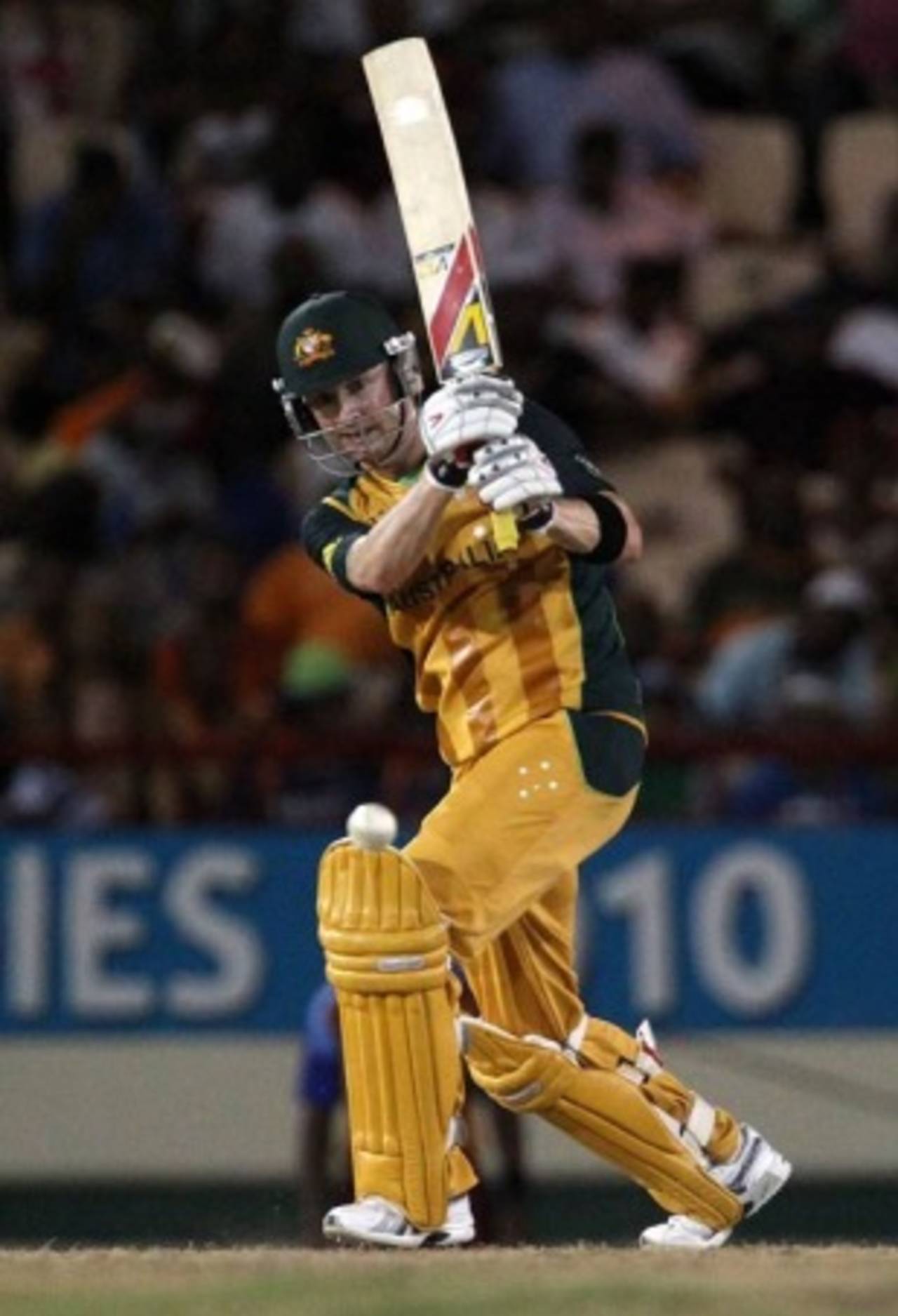 Michael Clarke pushes the ball to the leg side, West Indies v Australia, World Twenty20, Super Eights, Group F, St Lucia, May 11, 2010