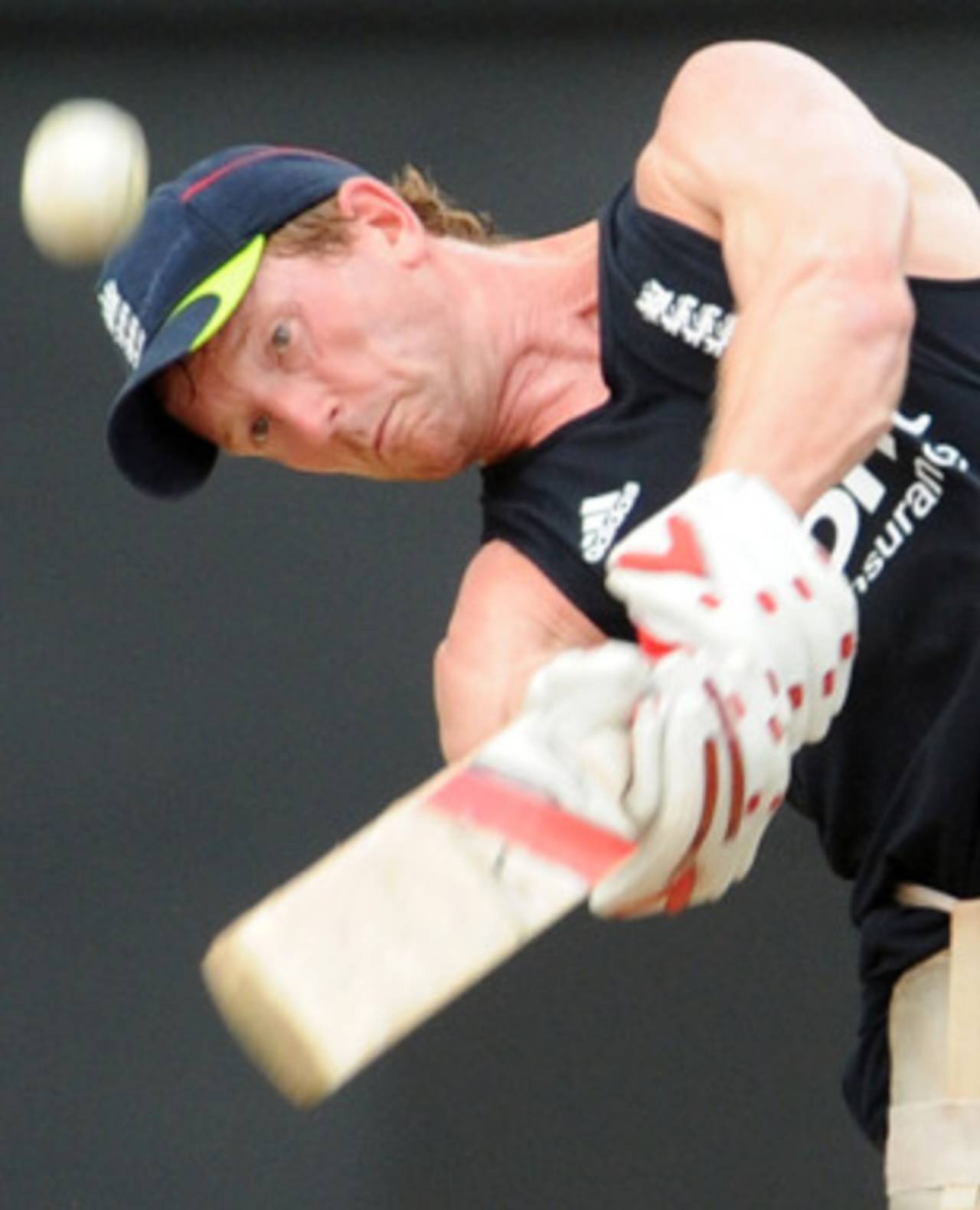 Paul Collingwood practices his six hitting ahead of England's semi-final clash, St Lucia, May 12, 2010