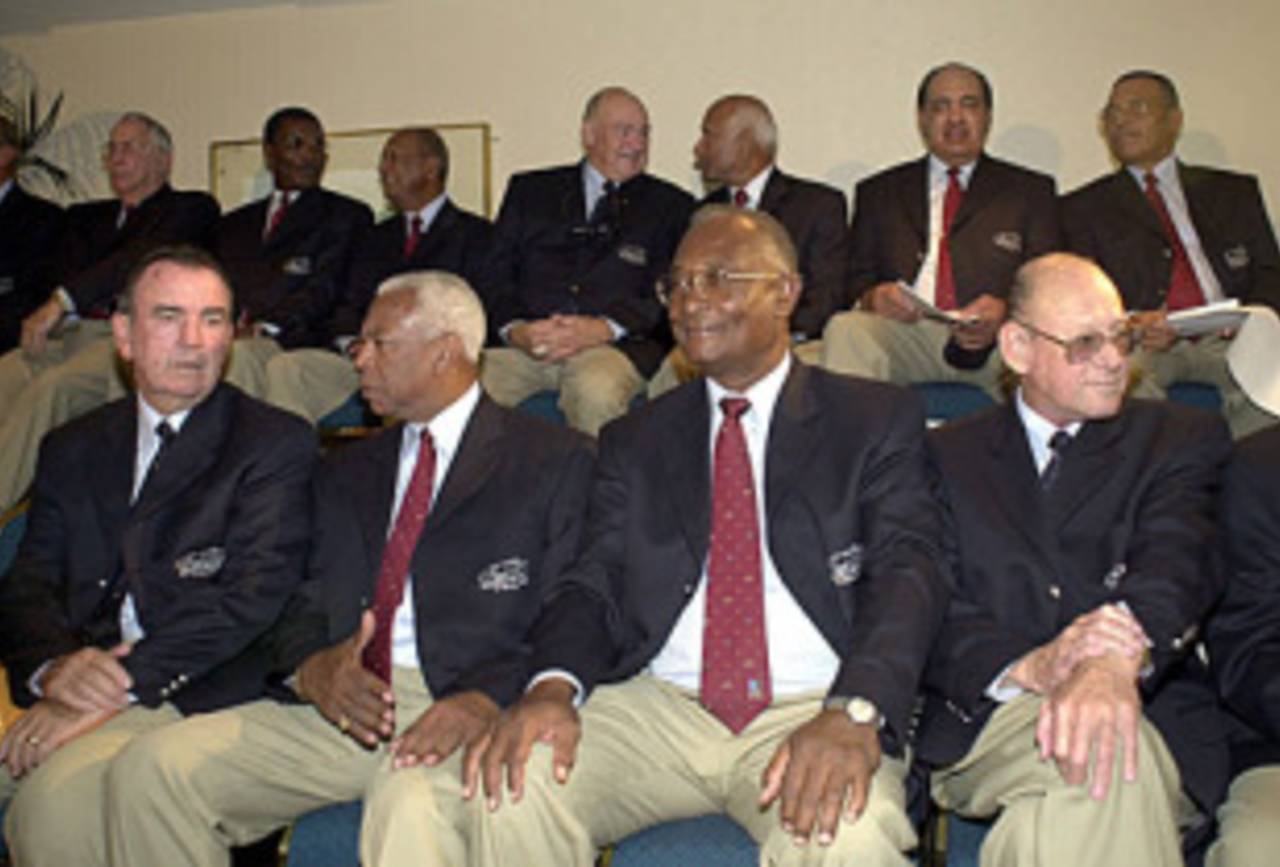Australian and West Indian cricketers from the 1960-61 series at a 40-year reunion, November 20, 2000