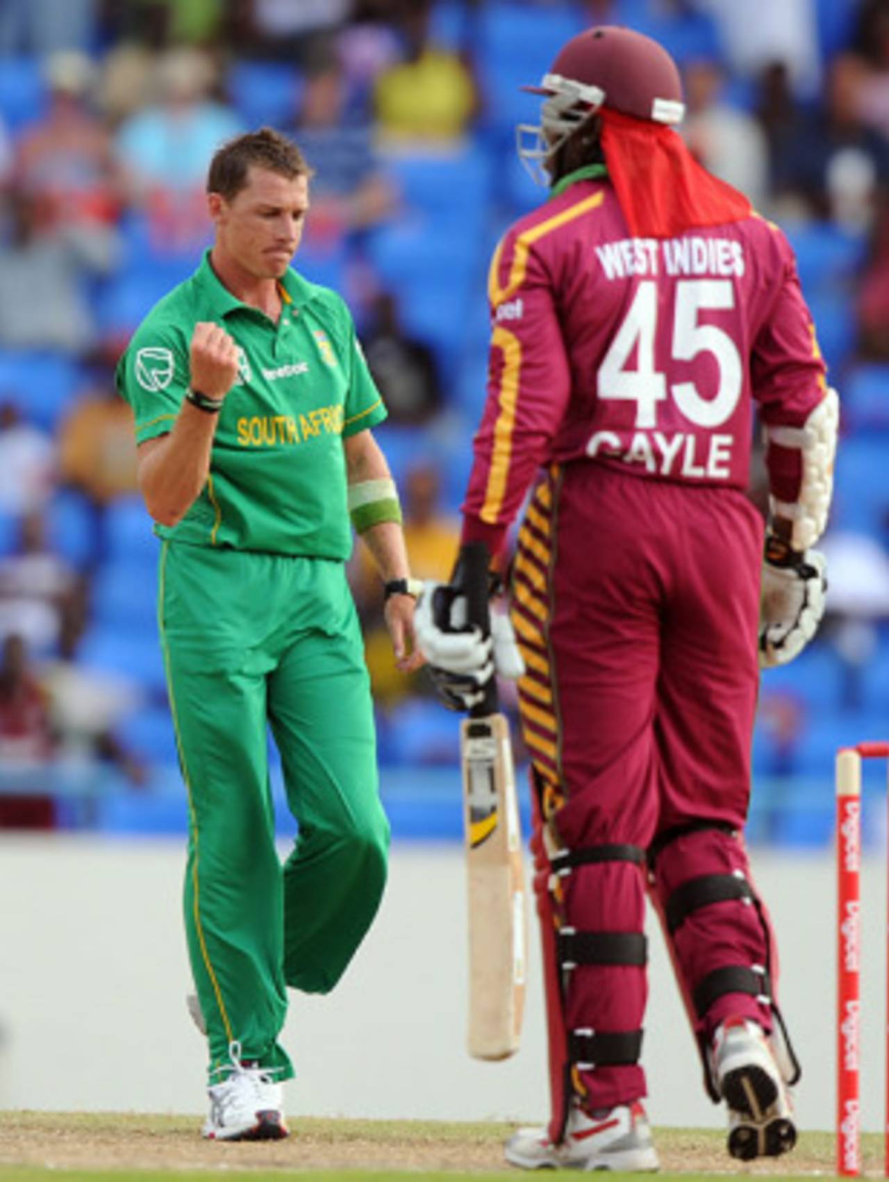 Dale Steyn saw the back of Chris Gayle in his first over, West Indies v South Africa, 2nd T20, Antigua, May 20, 2010