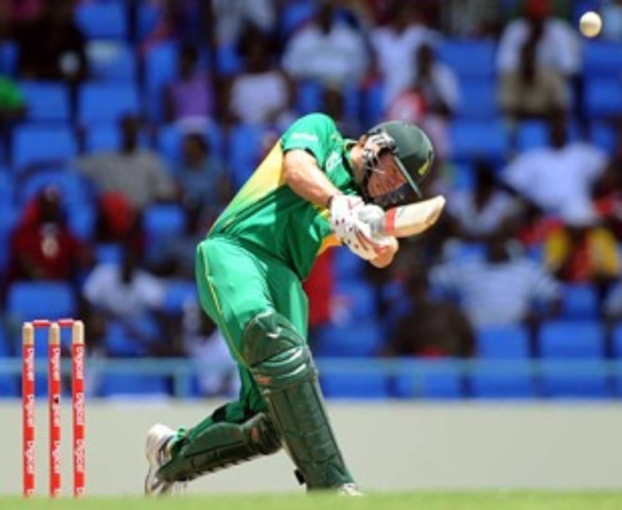 David Miller plays a lofted shot, West Indies v South Africa, 2nd ODI, Antigua, May 24, 2010