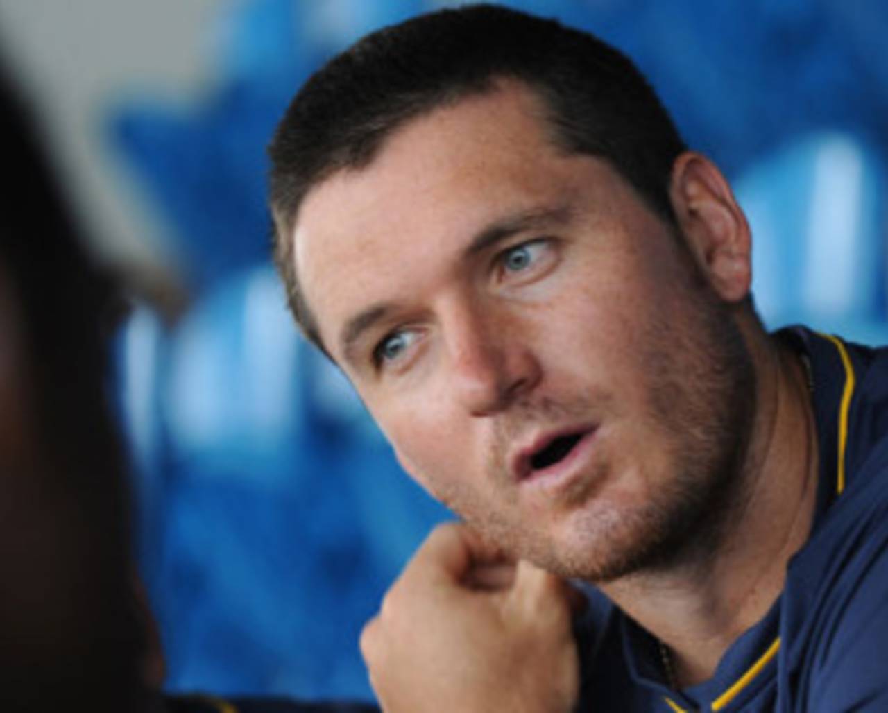Graeme Smith talks to the press after a rain-interrupted practice session, Queen's Park Oval, Trinidad, June 9, 2010