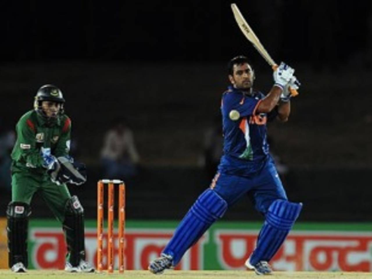 MS Dhoni hits through the off side, Bangladesh v India, 2nd ODI, Asia Cup, Dambulla, June 16, 2010
