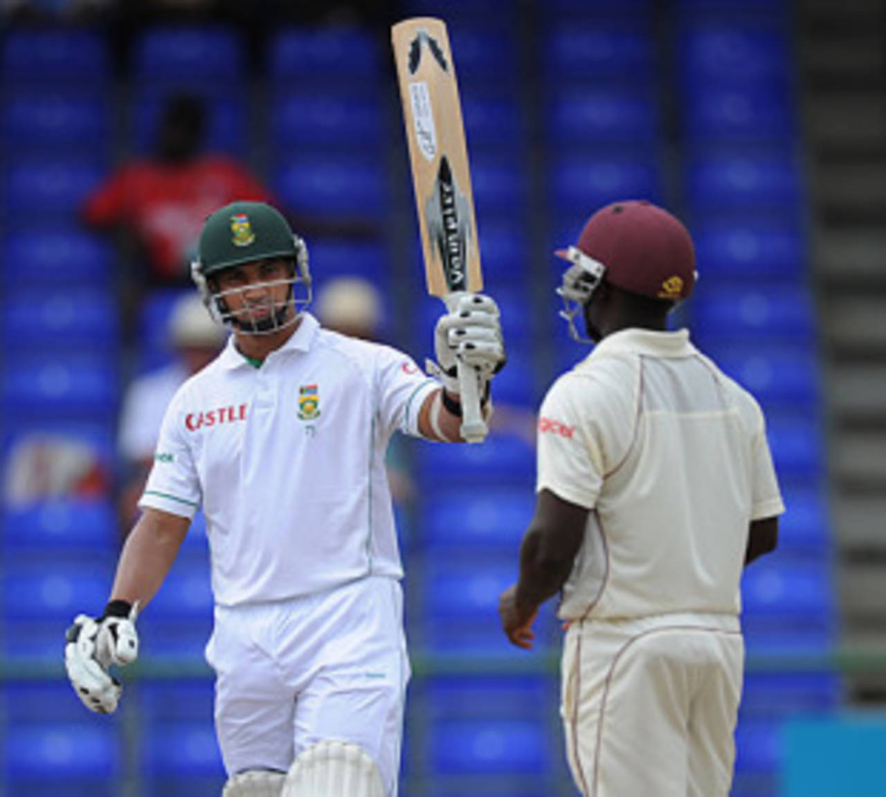 Alviro Petersen reached his fifty off 65 balls, West Indies v South Africa, 2nd Test, St Kitts, 1st day, June 18, 2010
