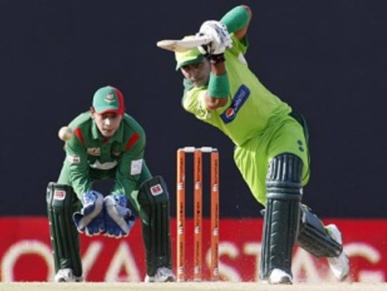 Umar Akmal drives during his half-century, Bangladesh v Pakistan, 5th ODI, Asia Cup, Dambulla, June 21, 2010