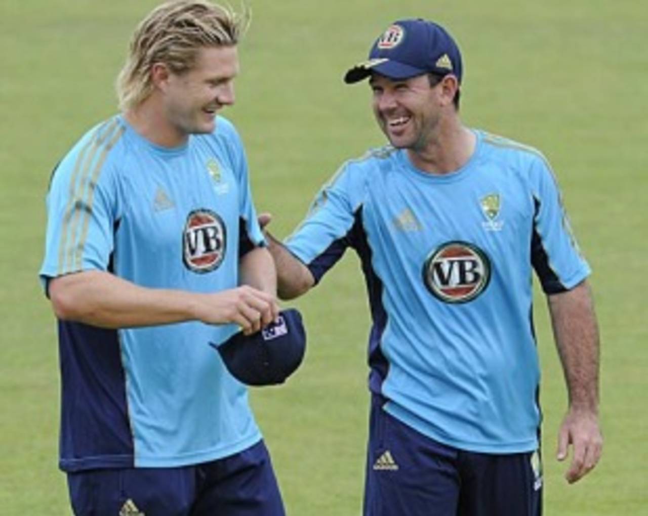 Shane Watson and Ricky Ponting share a joke, Rose Bowl, June 21, 2010