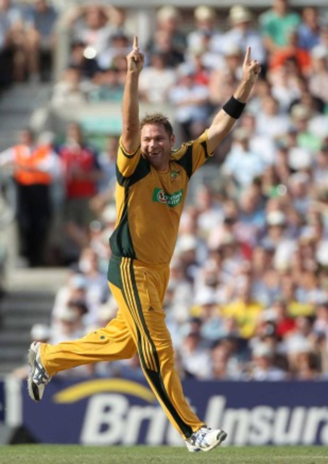 Ryan Harris celebrates during his five-wicket haul, England v Australia, 4th ODI, The Oval, June 30, 2010