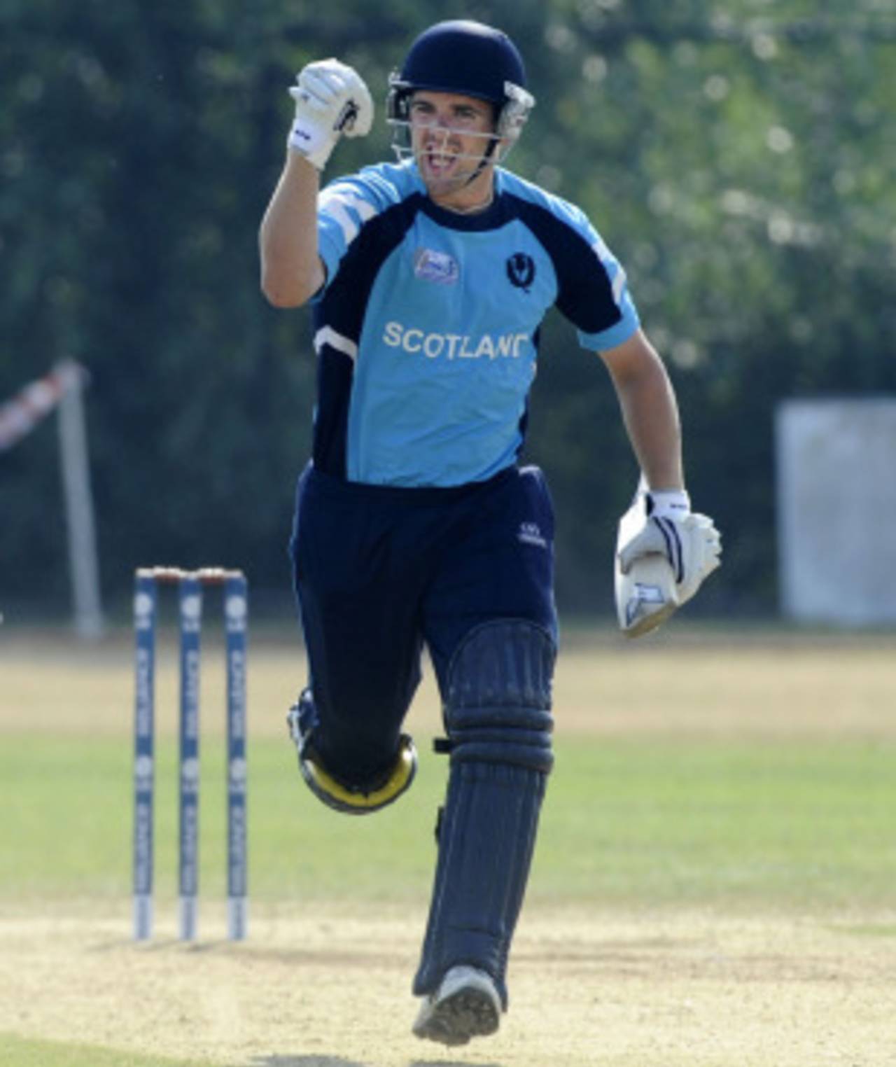 Gordon Goudie signals the win that took Scotland to the final, Afghanistan v Scotland, ICC WCL Division 1, Rotterdam, July 9, 2010 