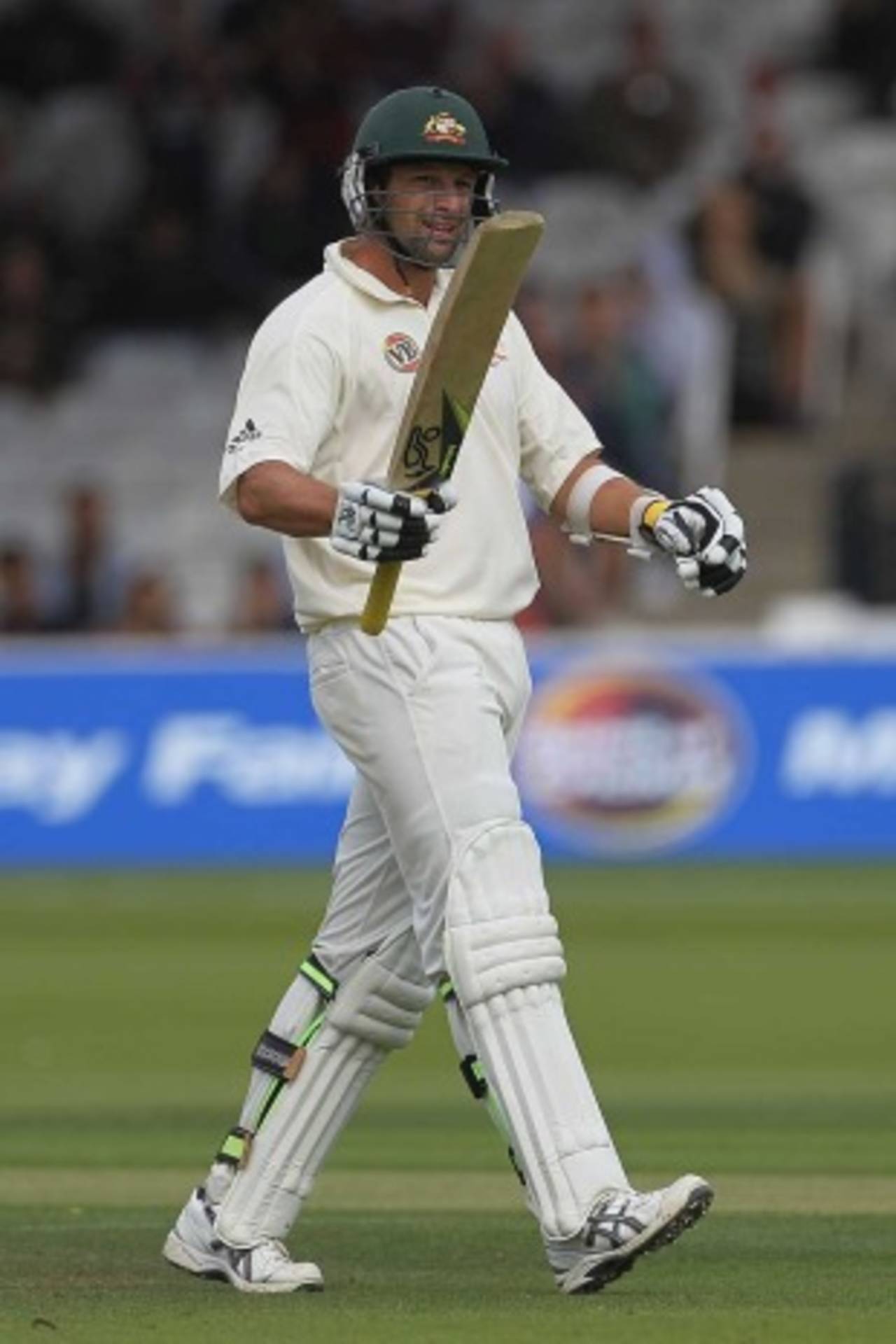 Ben Hilfenhaus raises the bat after reaching his first Test fifty, Pakistan v Australia, 1st Test, Lord's, July 15, 2010