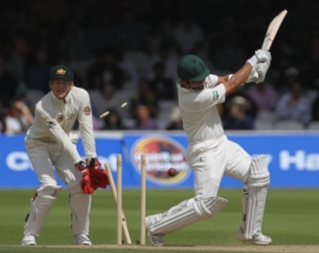 Kamran Akmal's swing across the line at Steven Smith was typical of how Pakistan subsided at Lord's&nbsp;&nbsp;&bull;&nbsp;&nbsp;Getty Images