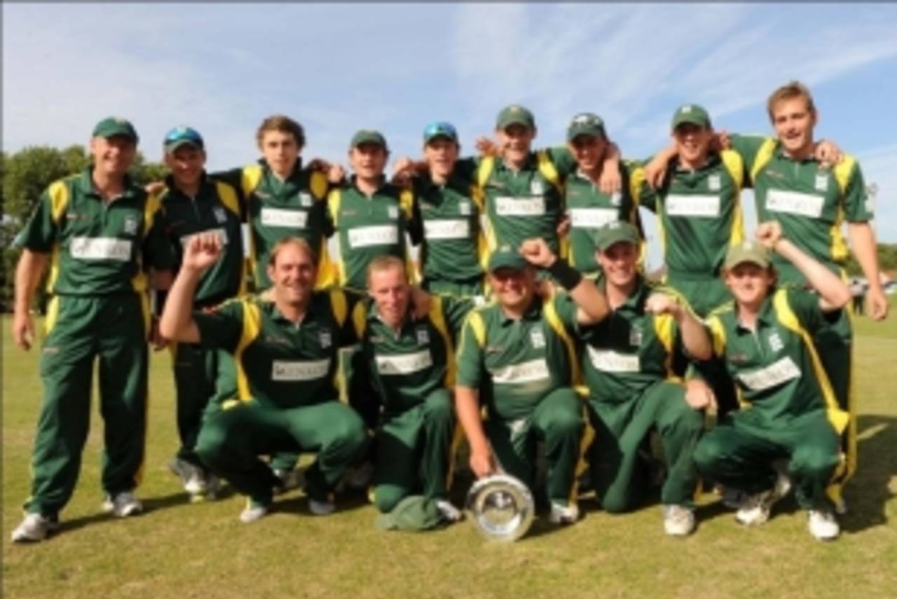 Winners Guernsey pose with the European WCL Division Two trophy, July 22, 2010