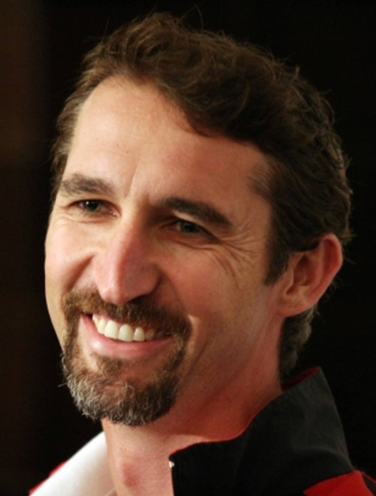 Jason Gillespie smiles at the press conference where he announced his retirement from cricket, February 29, 2008