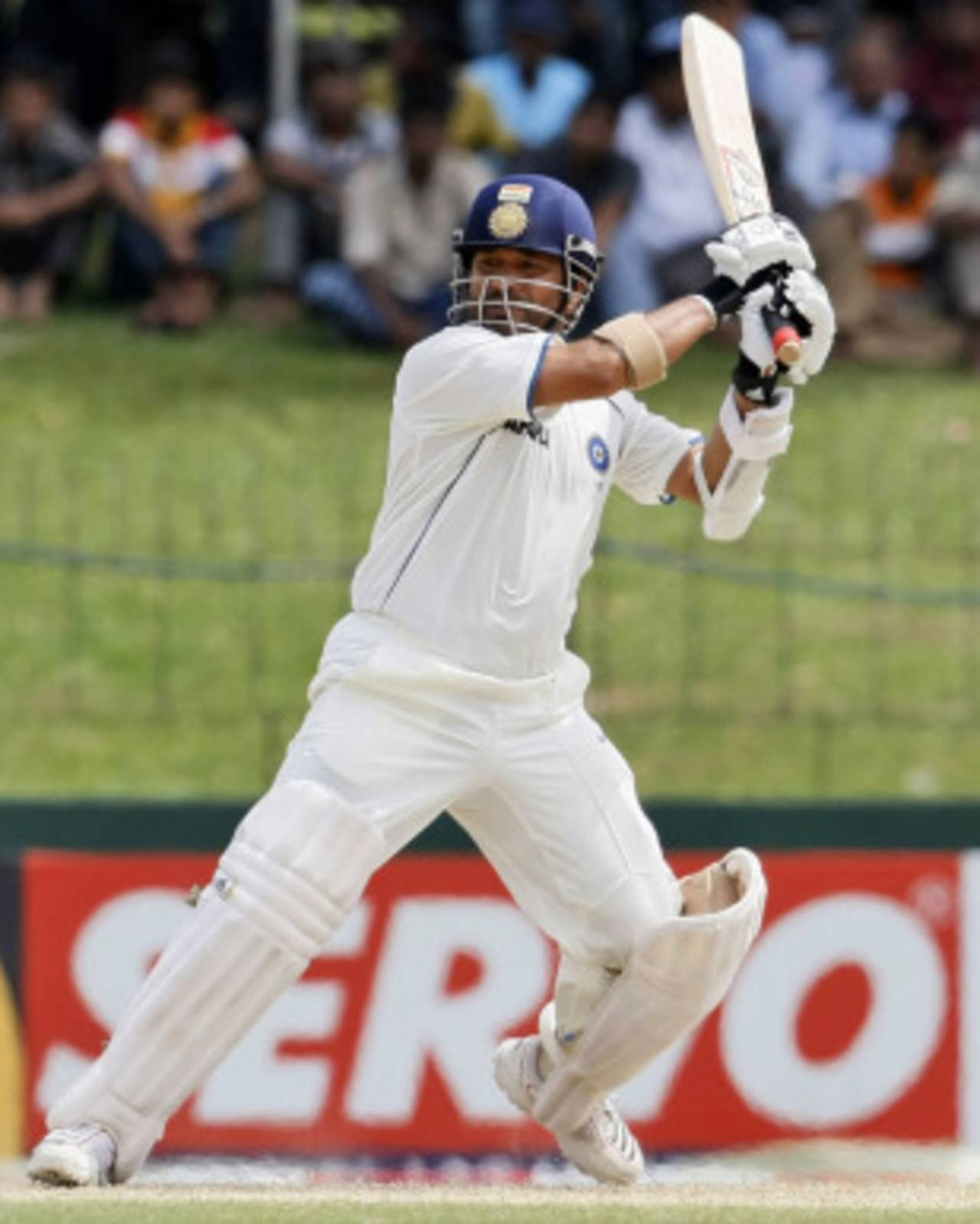 Sachin Tendulkar forces one through the off side, Sri Lanka v India, 2nd Test, SSC, 3rd day, July 28, 2010