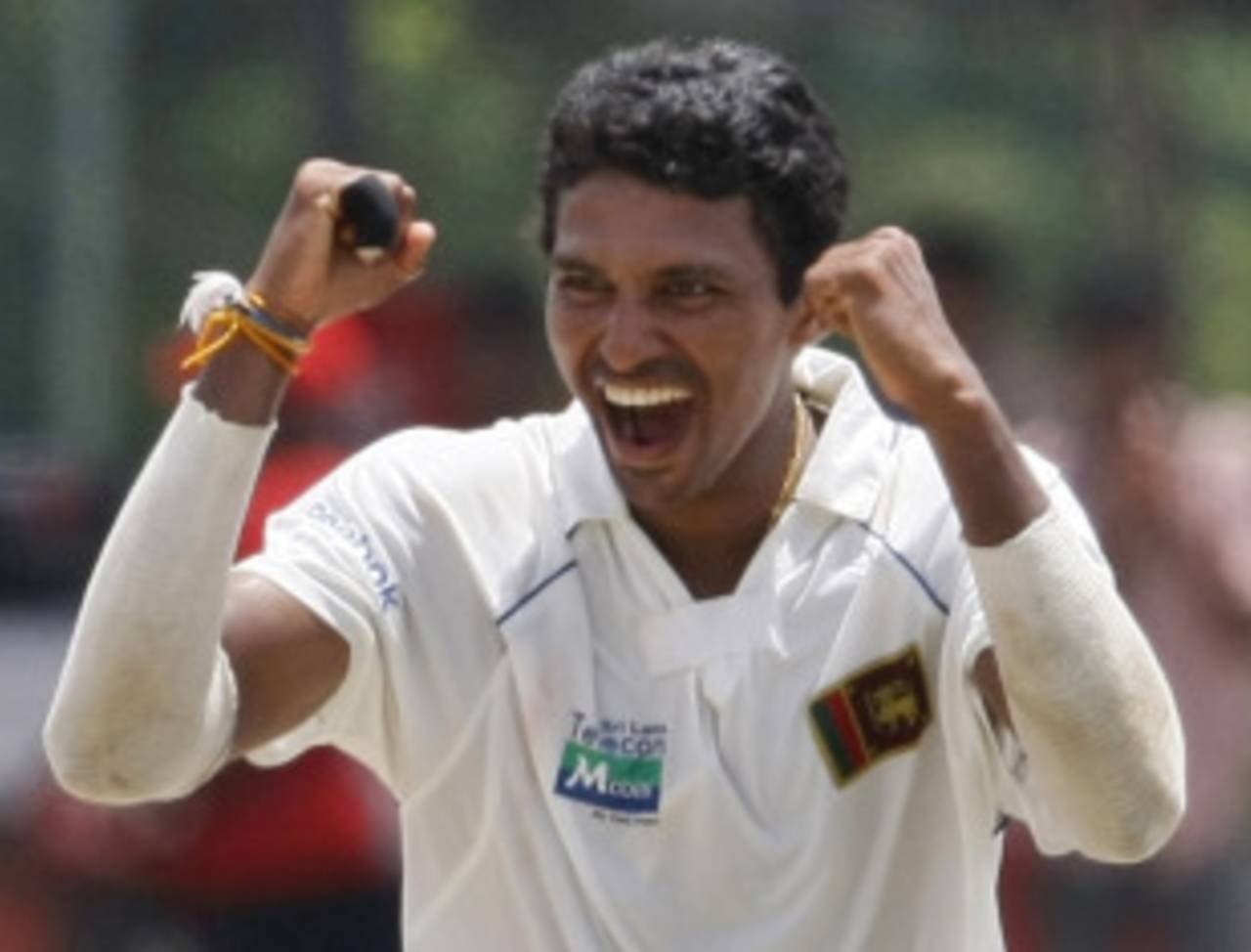 Suraj Randiv took the wickets of Virender Sehwag and Rahul Dravid, Sri Lanka v India, 2nd Test, SSC, 3rd day, July 28, 2010