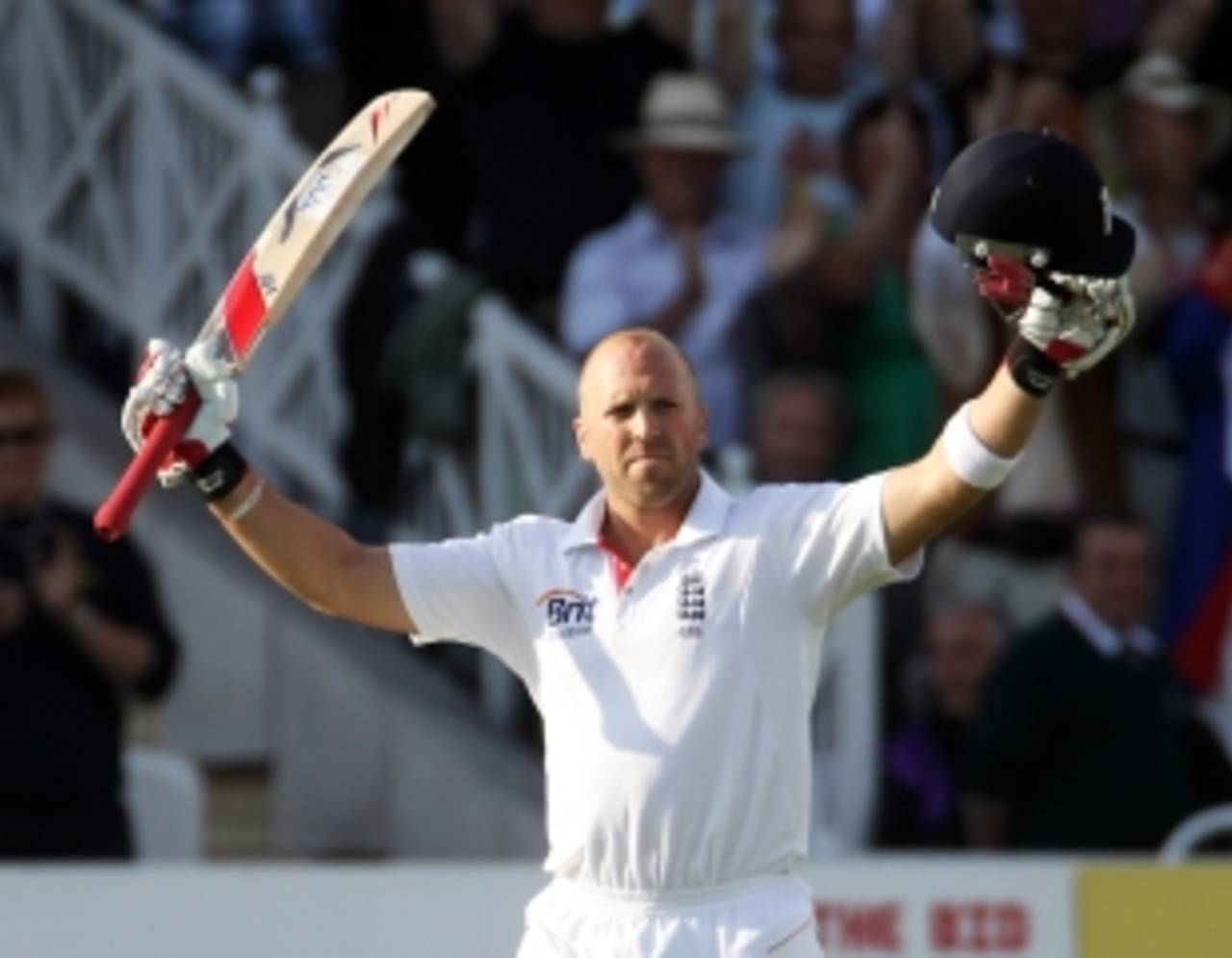 Matt Prior was elated to reach his third Test century, England v Pakistan, 1st Test, Trent Bridge, 3rd day, July 31, 2010