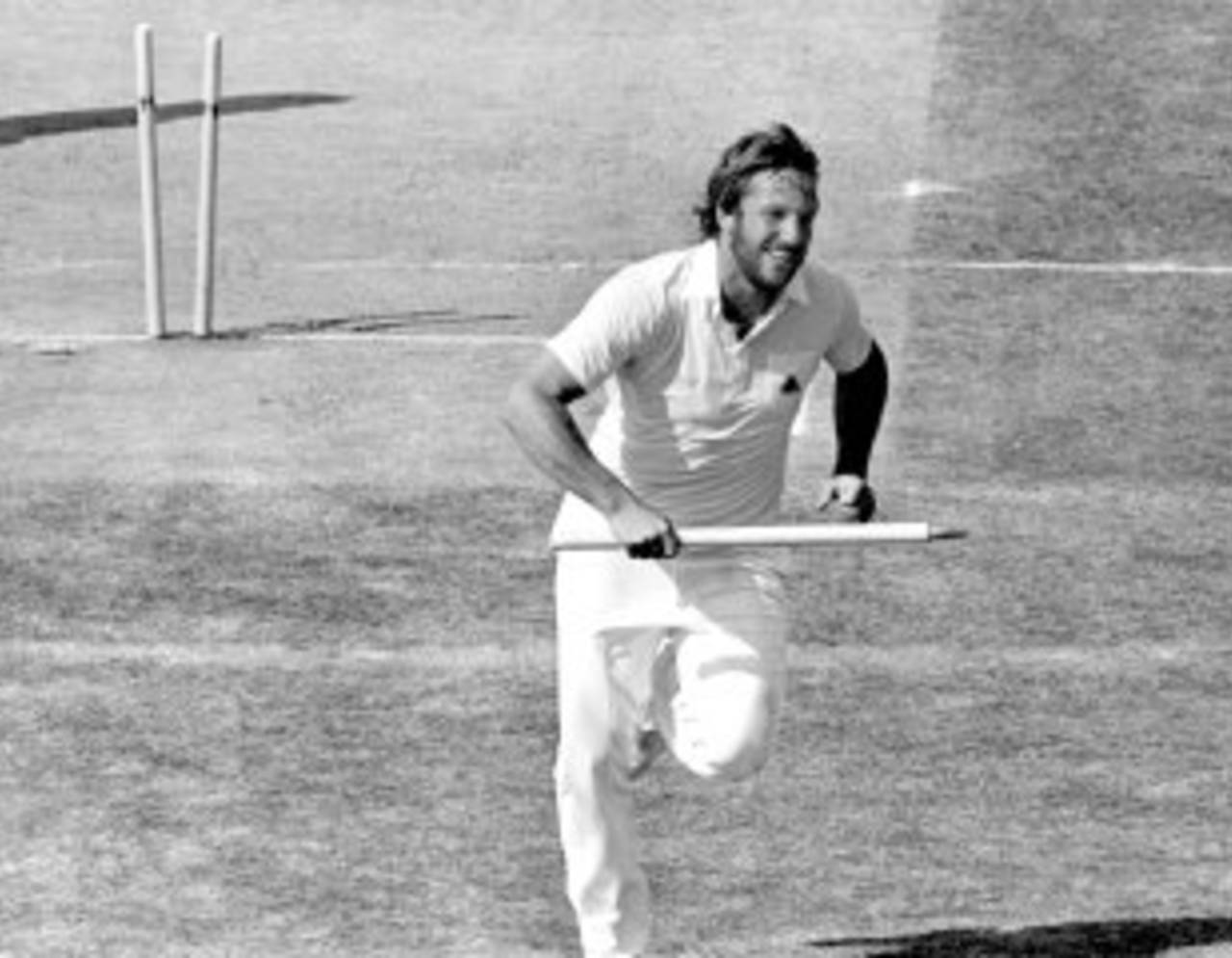 Ian Botham races back to the pavilion with a souvenir stump, England v Australia, 4th Test, Edgbaston, 4th day, August 2, 1981