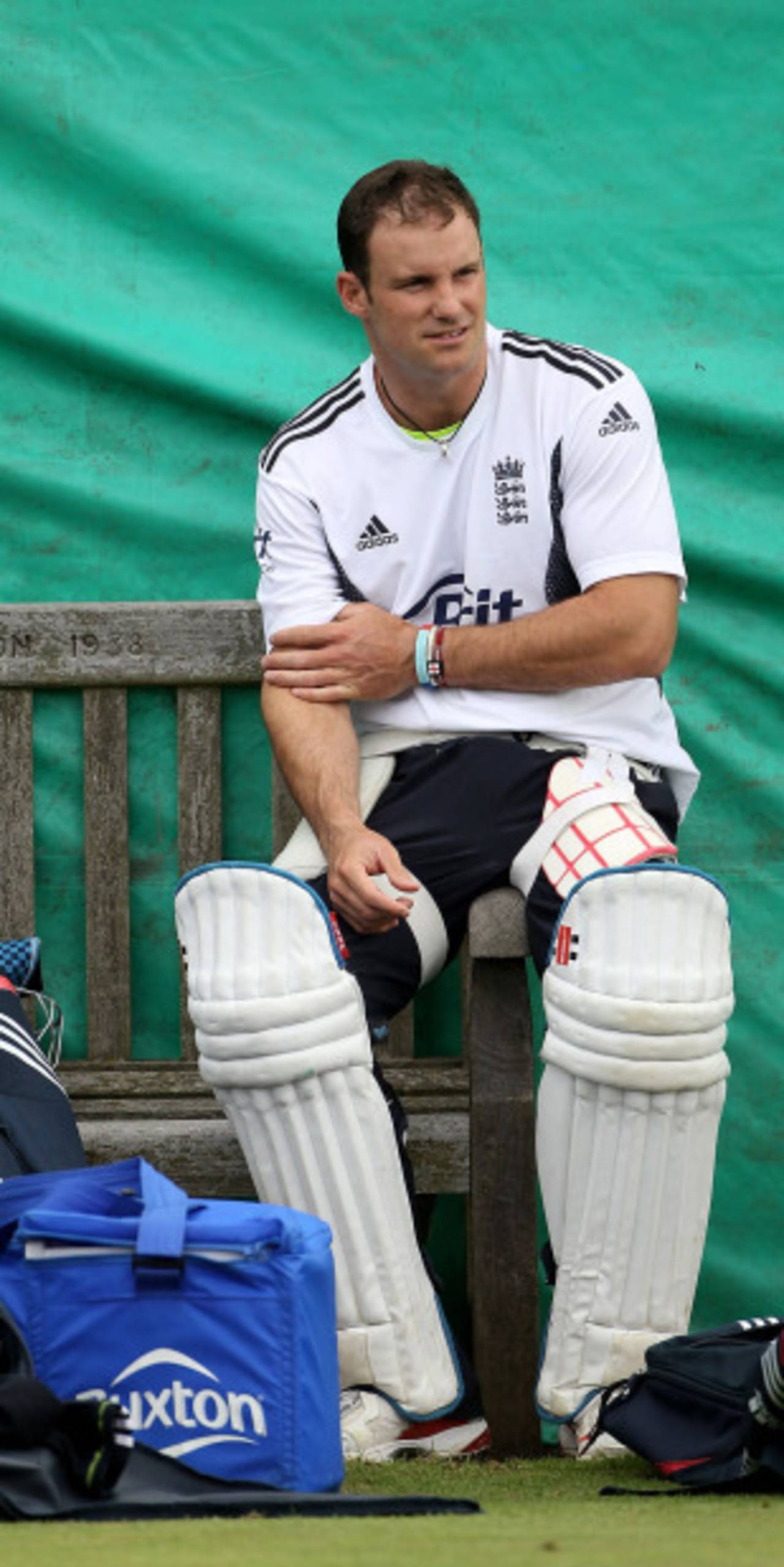 Andrew Strauss takes a breather during England's training session ahead of the second Test, Edgbaston, August 5, 2010