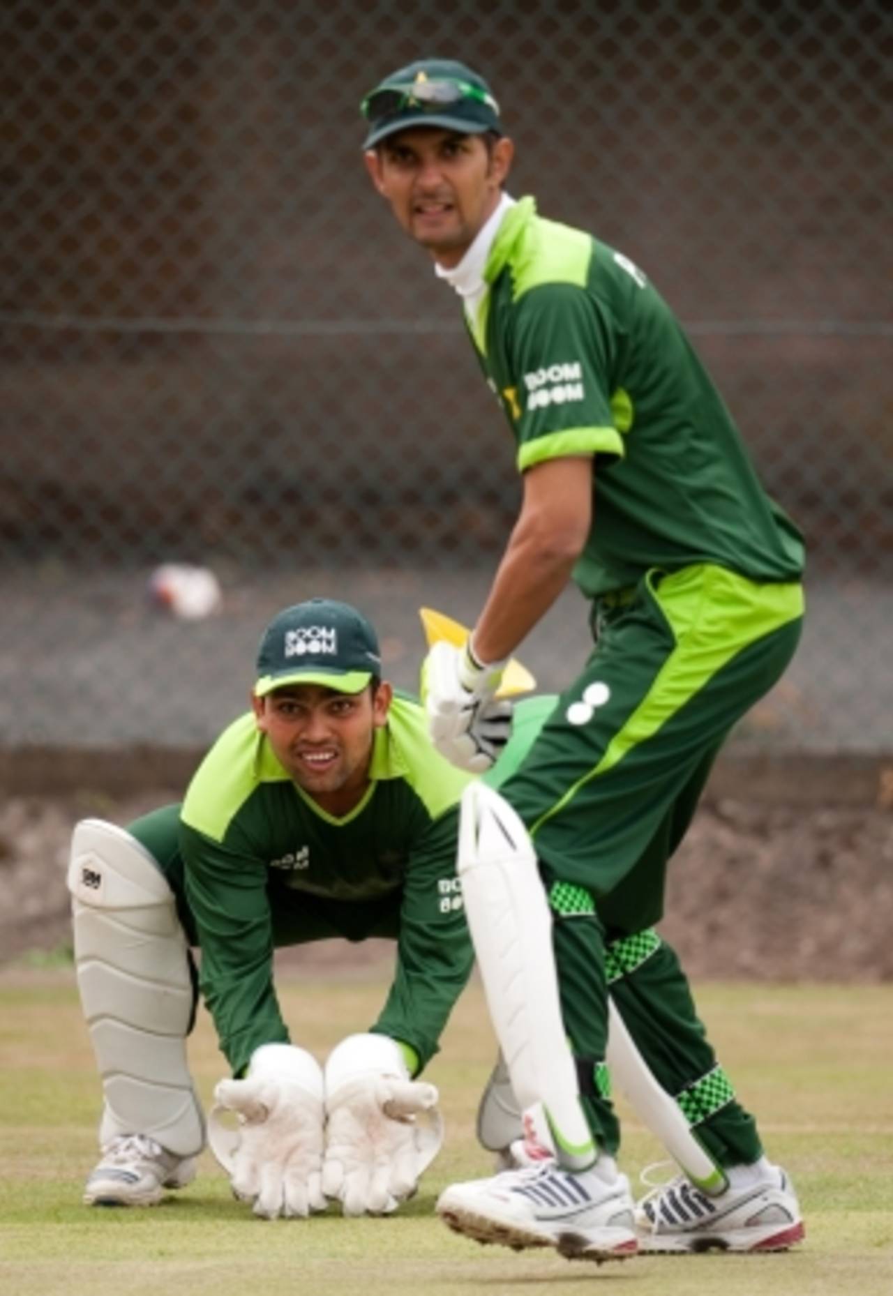 Zulqarnain Haider bats in the nets with Kamran Akmal keeping wicket, Edgbaston, August 5 2010