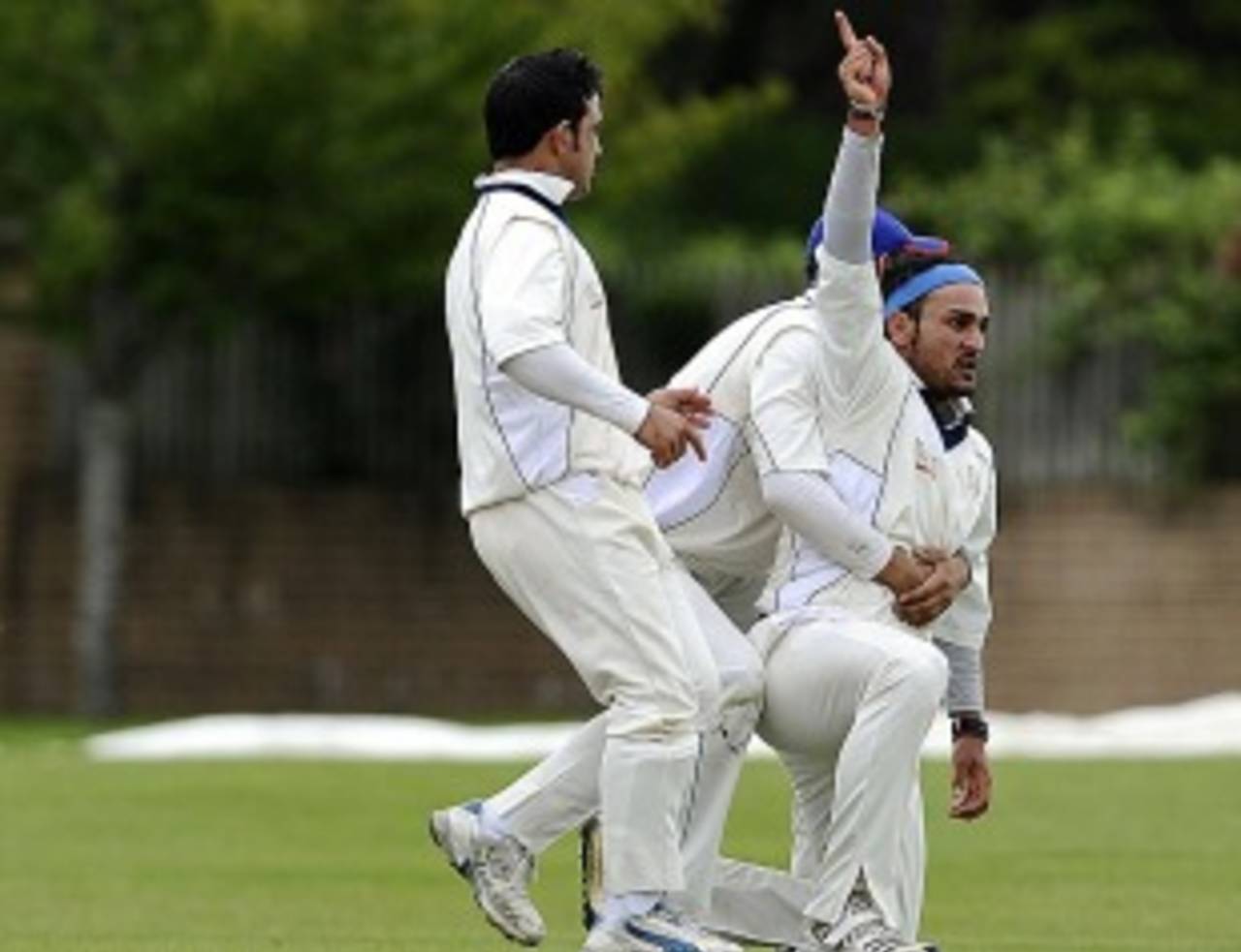Hamid Hassan celebrates one of his five wickets, Scotland v Afghanistan, Intercontinental Cup, Ayr, 4th day, August 14, 2010