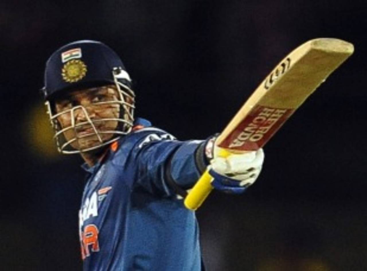 Virender Sehwag hit form for India in their second match but Sri Lanka are now the narrow favourites&nbsp;&nbsp;&bull;&nbsp;&nbsp;AFP