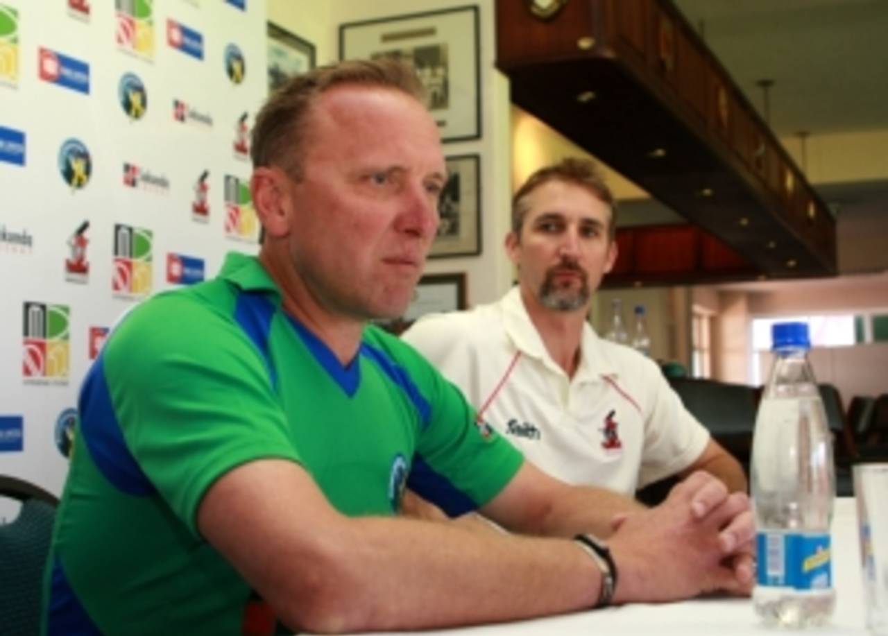 Allan Donald and Jason Gillespie speak to the press ahead of their coaching stints in Zimbabwe, August 20 2010
