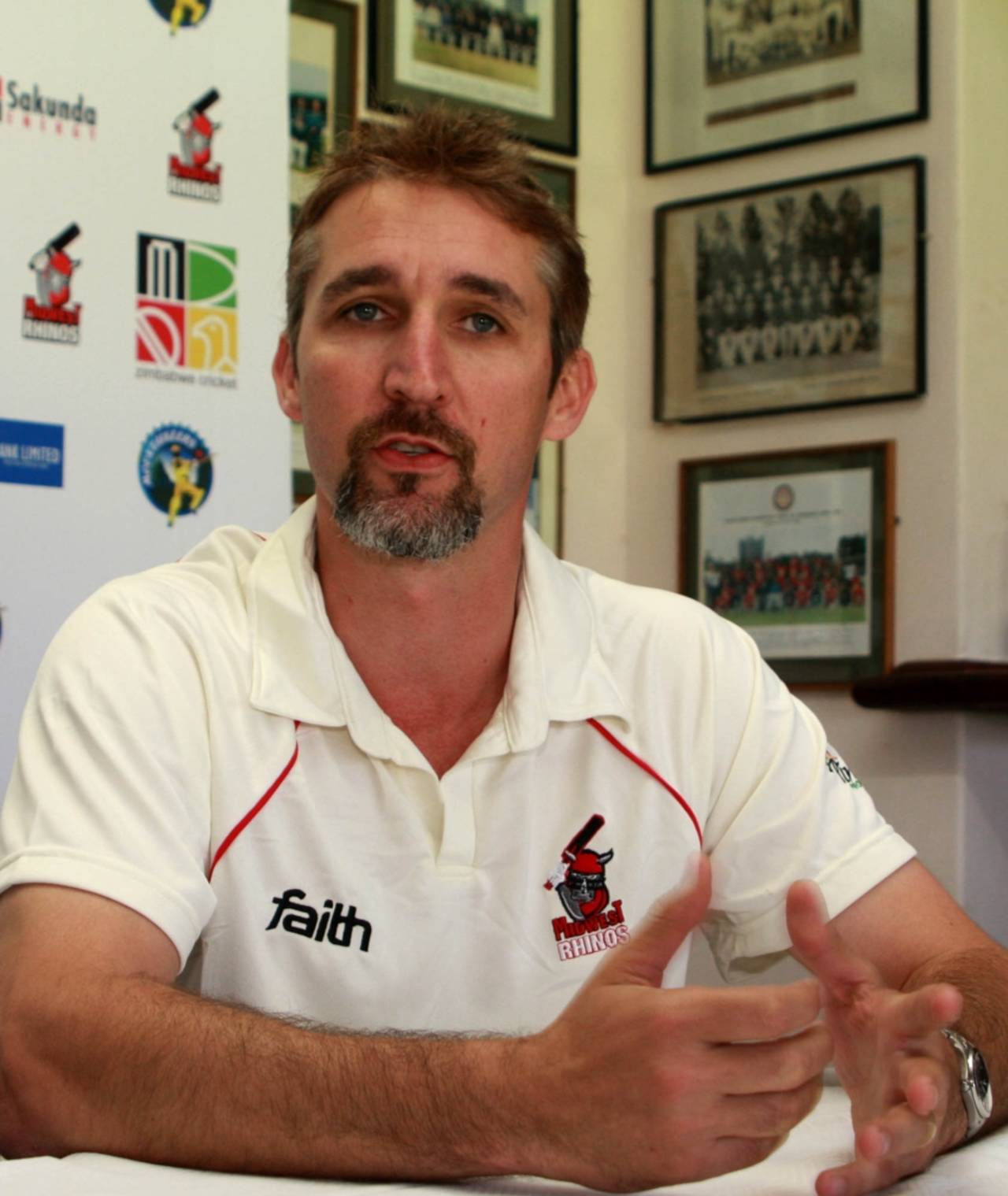 Jason Gillespie addresses the media in Harare, August 20 2010