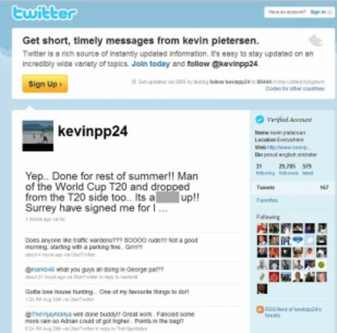 The already infamous tweet from Kevin Pietersen&nbsp;&nbsp;&bull;&nbsp;&nbsp;Twitter