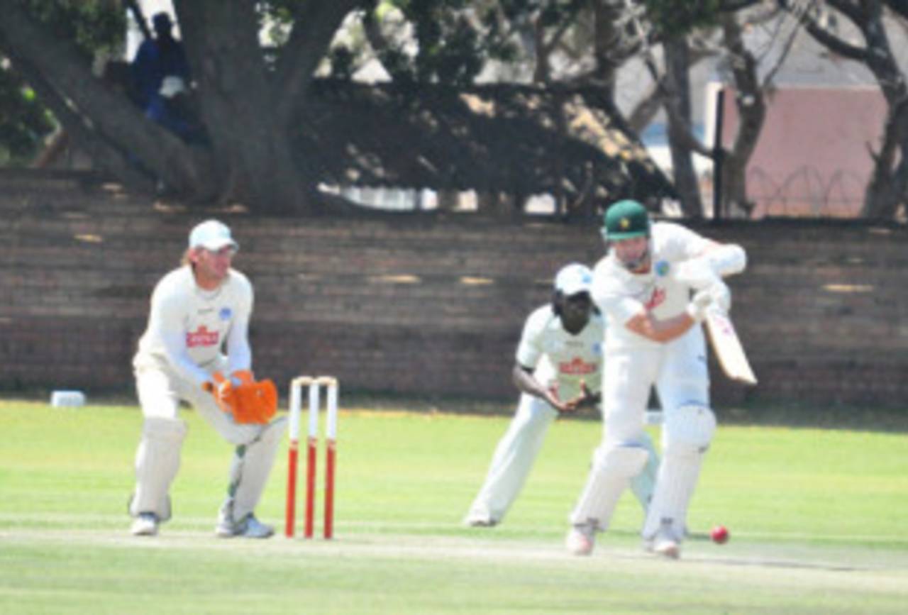 Mark Vermeulen drives through the off side, Matabeleland Tuskers v Mountaineers, 4th day, league match, Logan Cup, Bulawayo, September 9, 2010