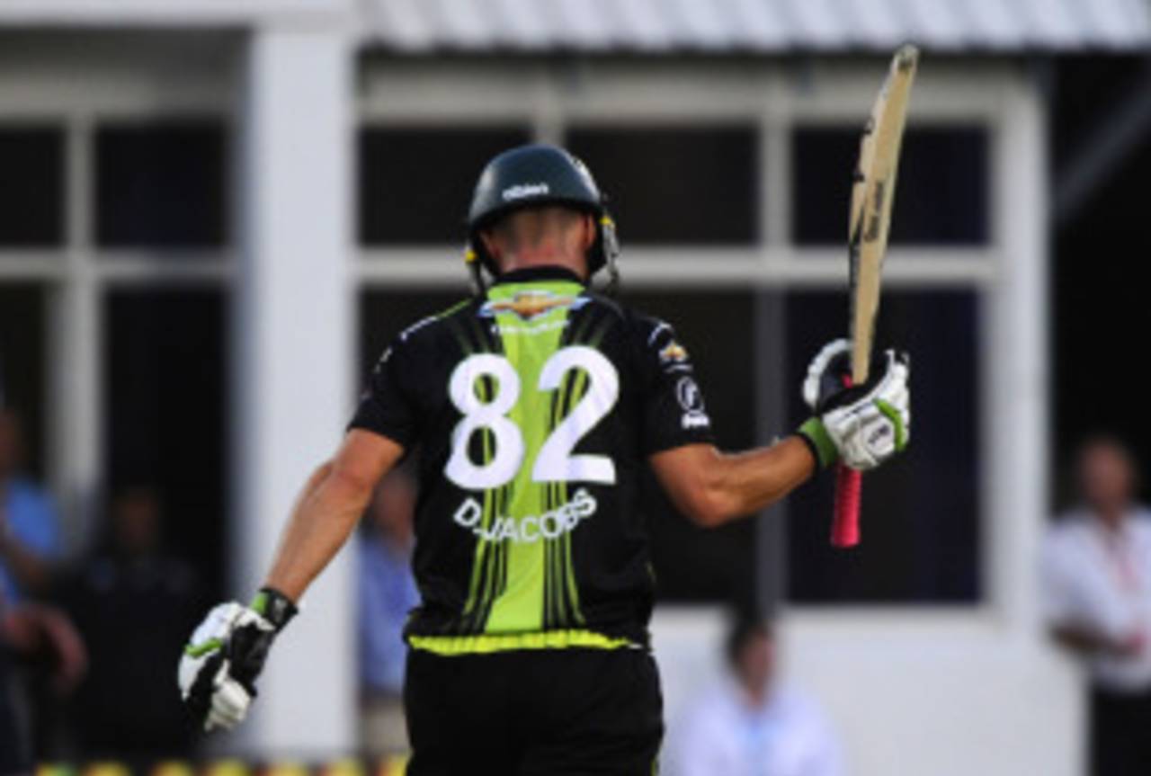 Davy Jacobs acknowledges the cheers after reaching his half-century, Victoria v Warriors, Champions League Twenty20, Port Elizabeth, September 13, 2010