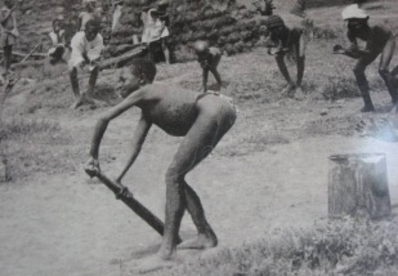 A picture of children playing cricket in South Africa in 1934