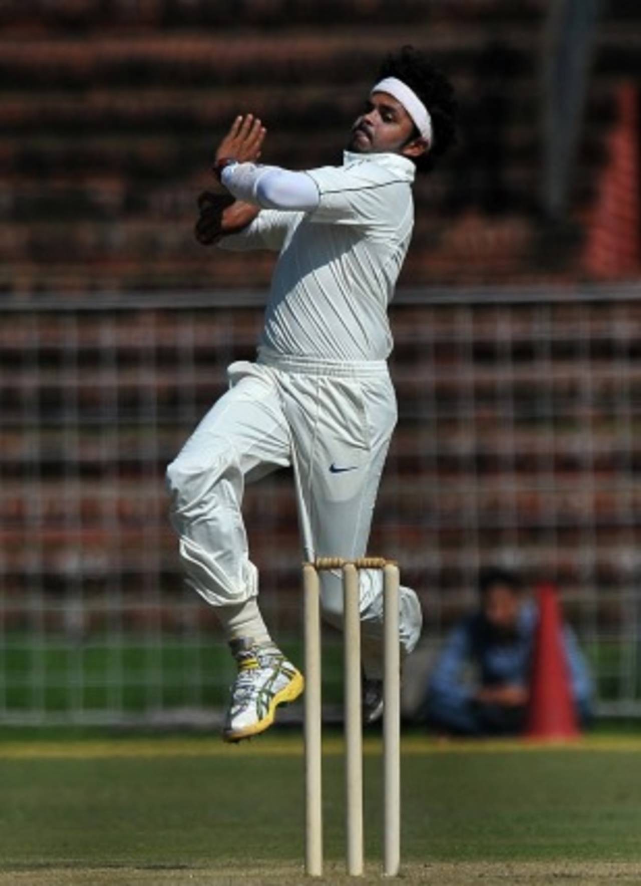 Sreesanth didn't have any success in the morning session, Board President's XI v Australians, tour match, Chandigarh, 1st day, September 25, 2010