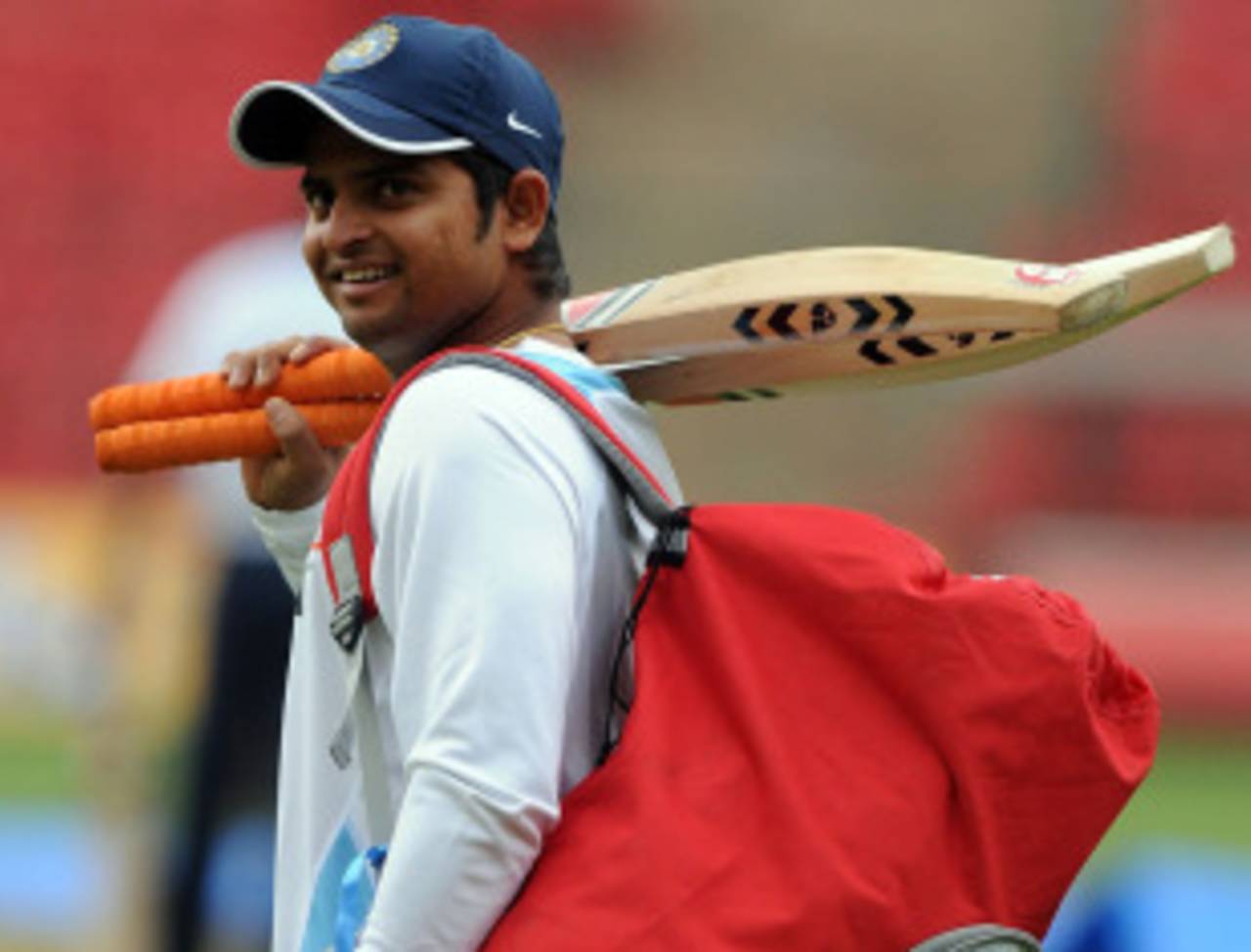 Suresh Raina at the nets ahead of the second Test, Bangalore, October 7, 2010
