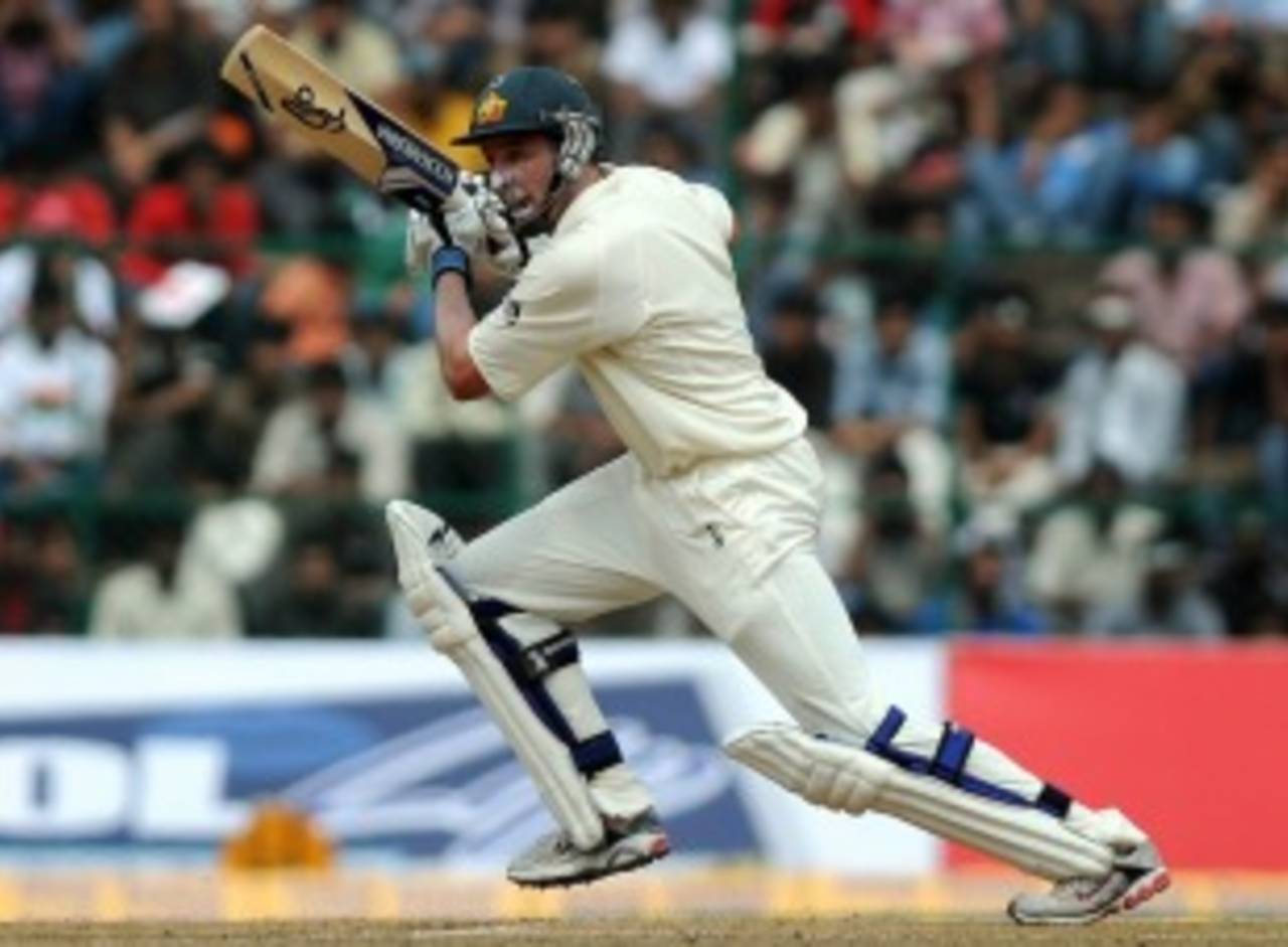 Michael Hussey batted with urgency, India v Australia, 2nd Test, Bangalore, 1st day, October 9, 2010
