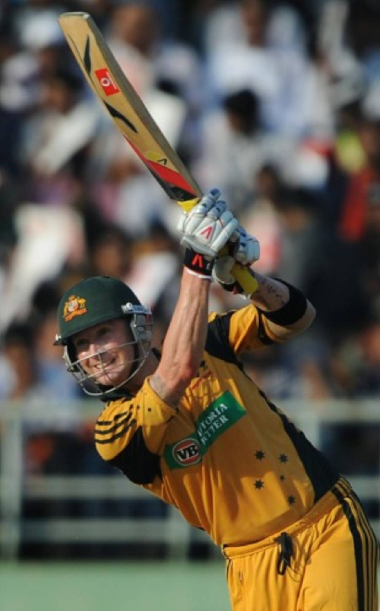 Michael Clarke crashes one through the off side, India v Australia, 2nd ODI, Visakhapatnam, October 20, 2010