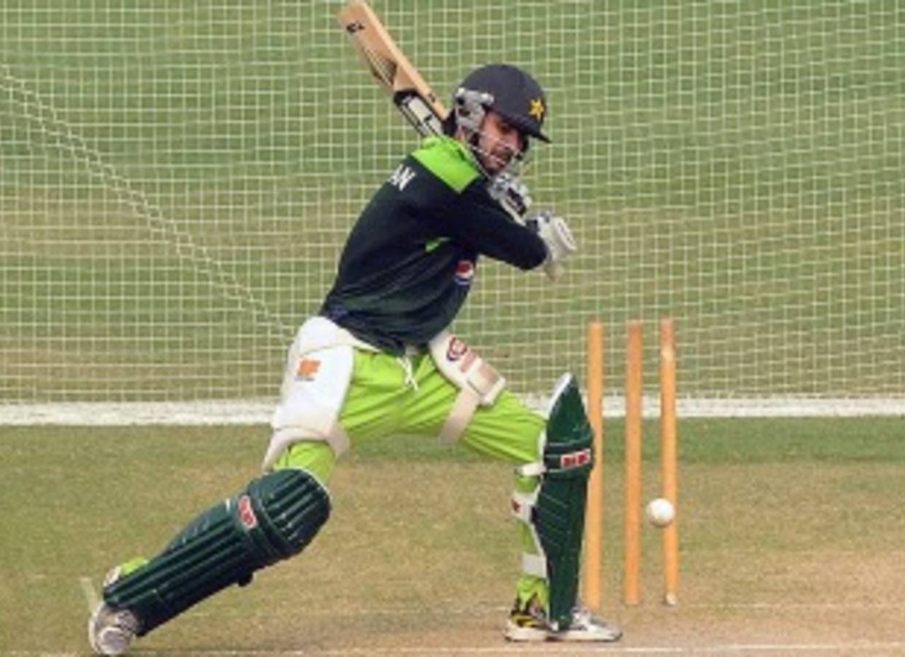 Fawad Alam bats at the nets, Lahore, October 21, 2010