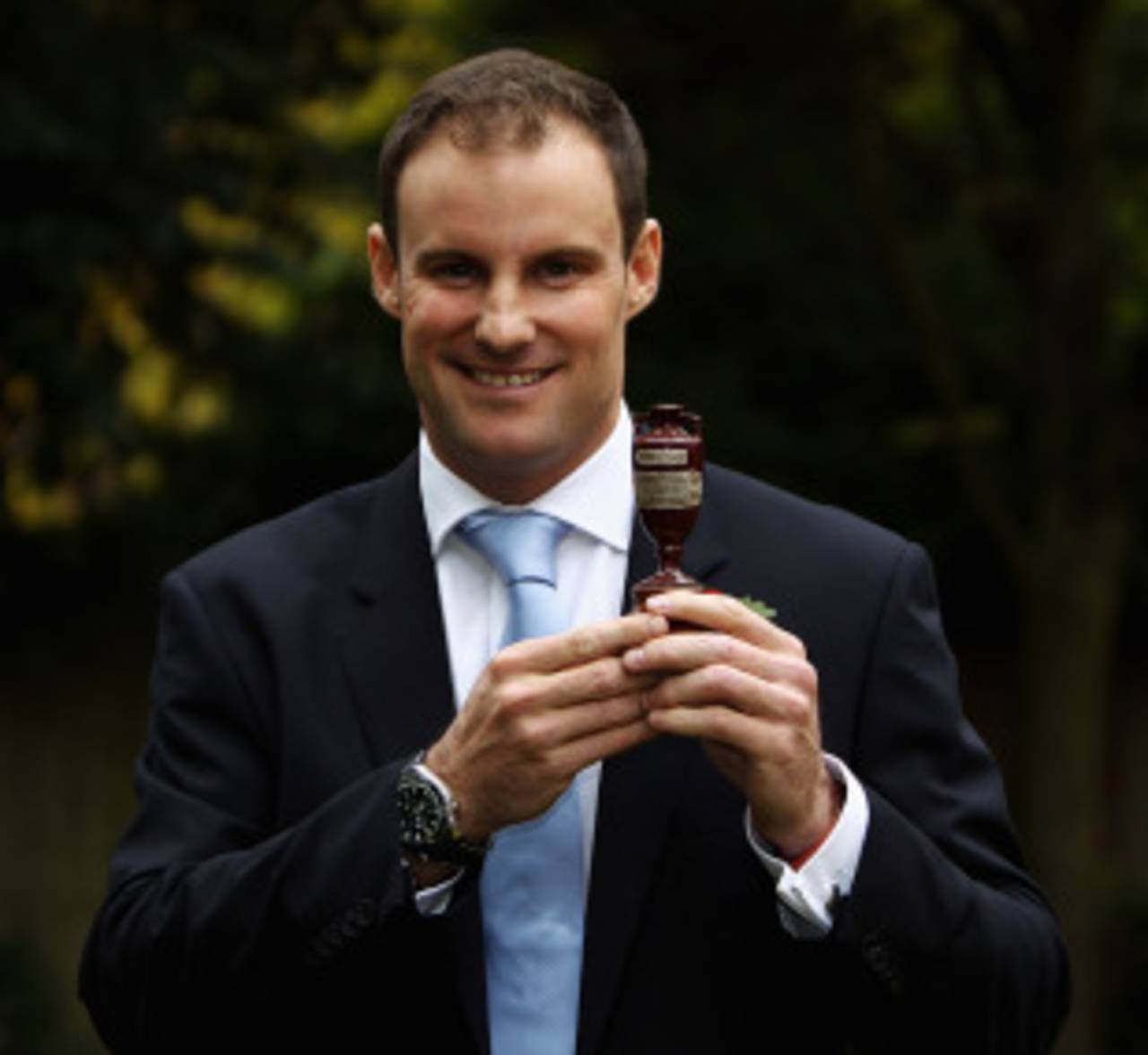 Andrew Strauss poses with the Ashes urn before heading to Australia, Lord's, October 28, 2010