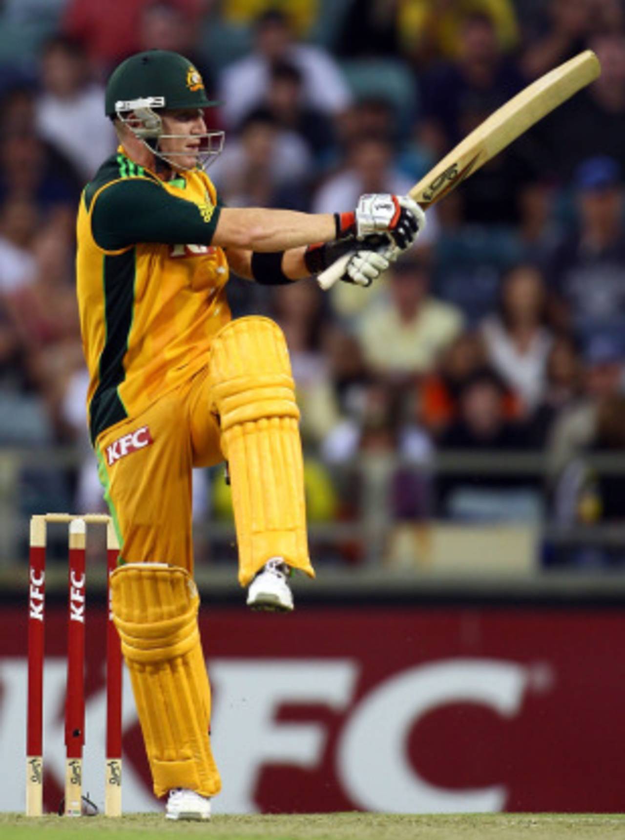Brad Haddin pulls on one leg, Australia v Sri Lanka, Only Twenty20, Perth, October 31, 2010