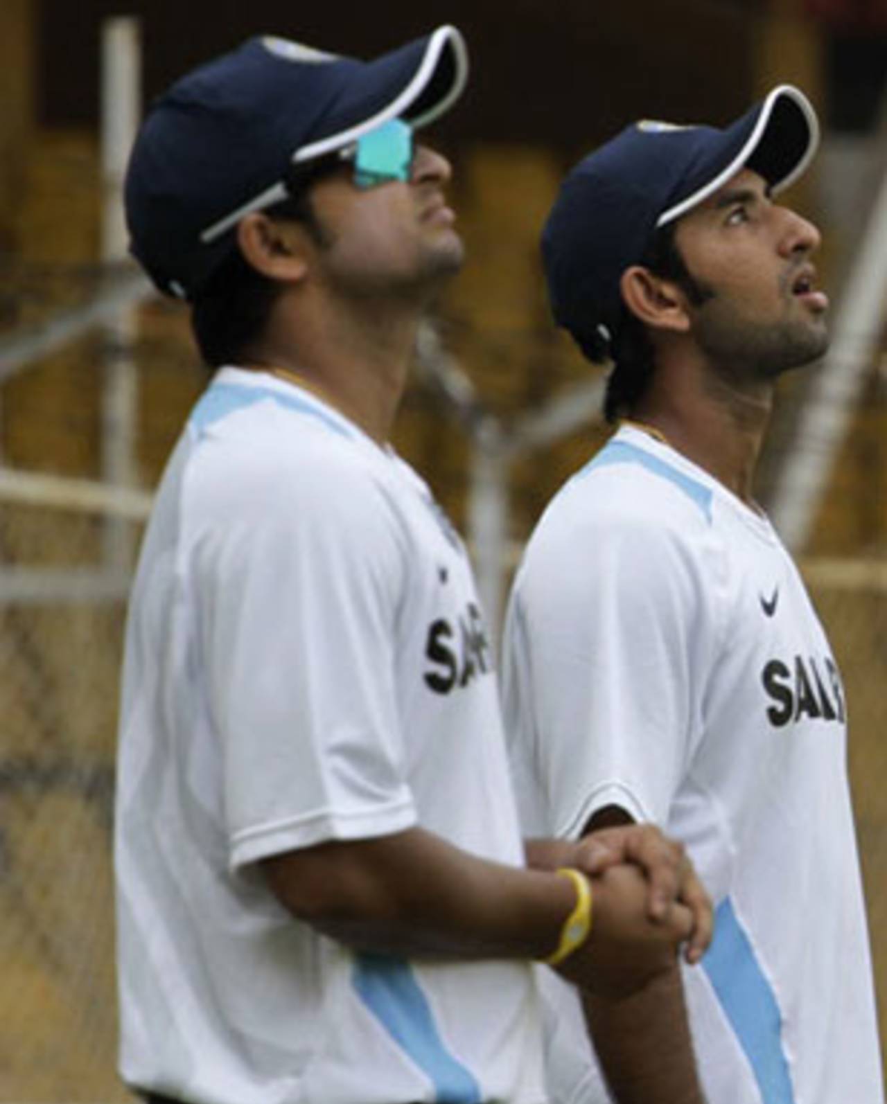 Suresh Raina, Cheteshwar Pujara, Sachin Tendulkar and MS Dhoni watch a ball during a training session, Ahmedabad, November 2, 2010
