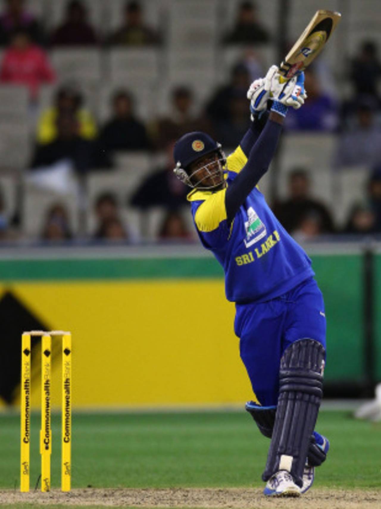 Angelo Mathews launches one down the ground, Australia v Sri Lanka, 1st ODI, Melbourne, November 3, 2010